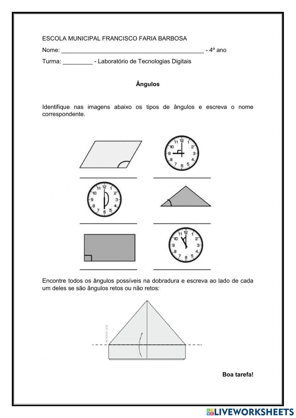 Ângulos retos e não retos