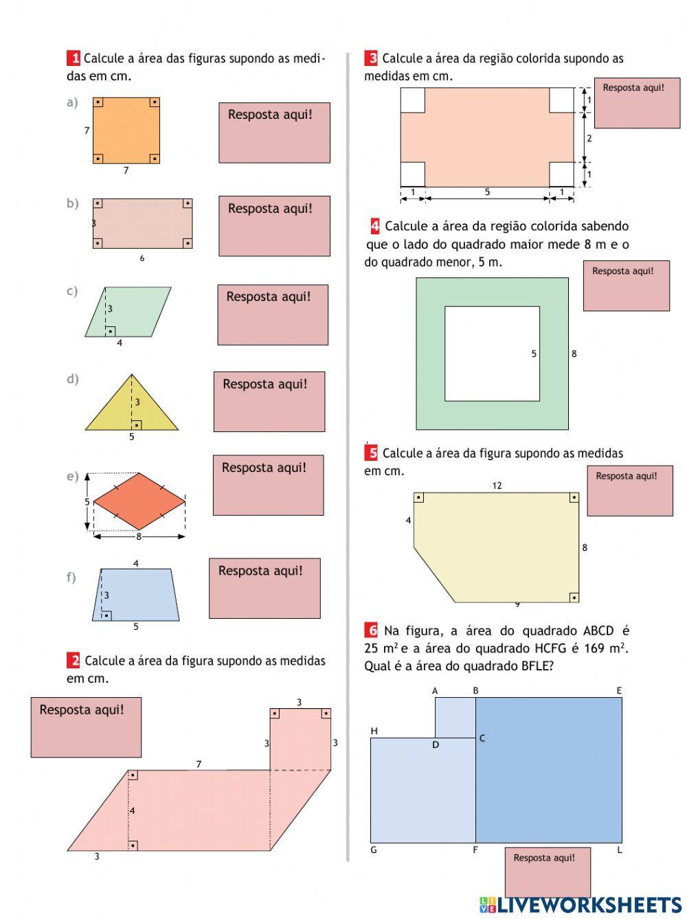 Exercícios de Fixação - àreas de figuras planas