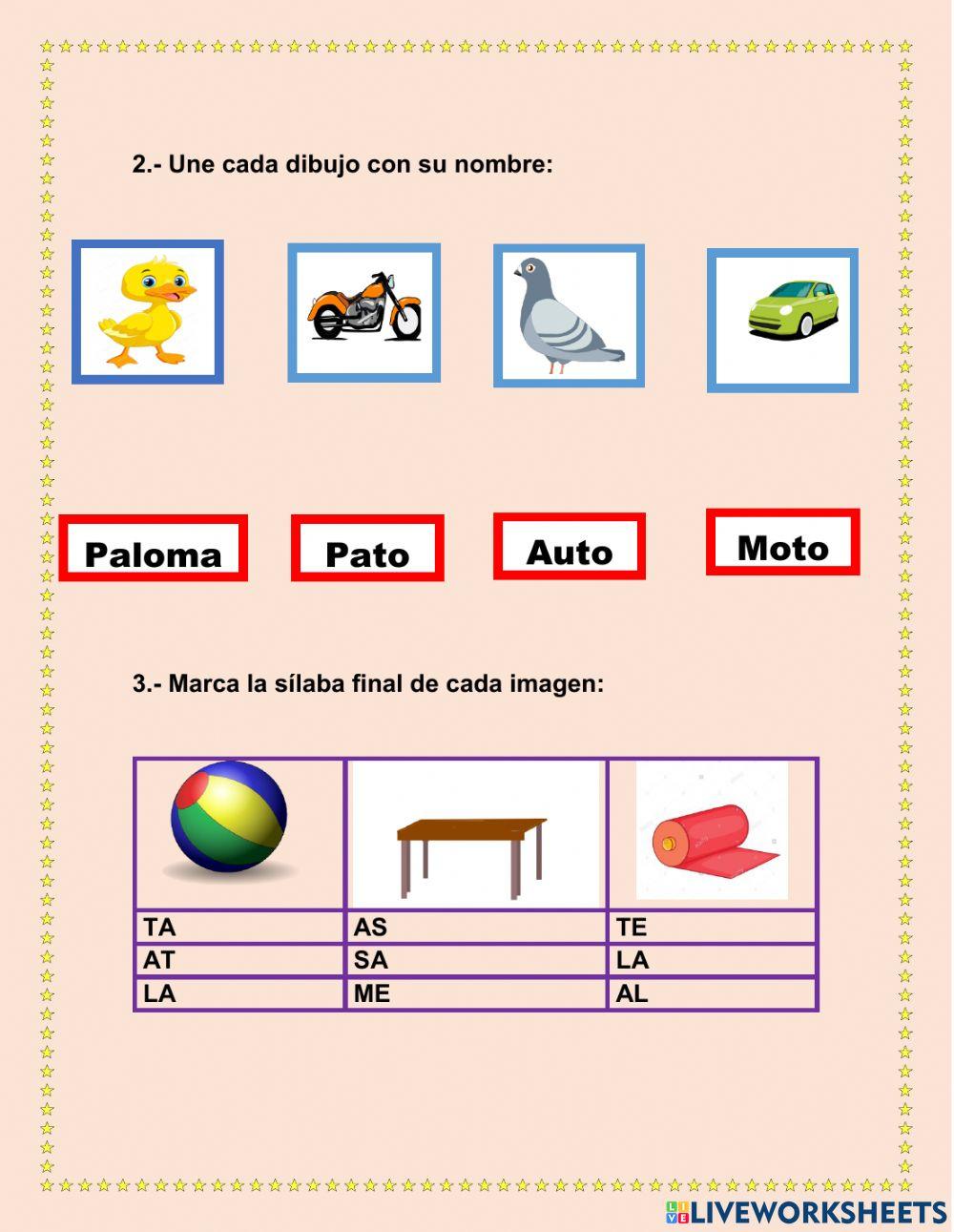 Evaluación letra T- s- p-m