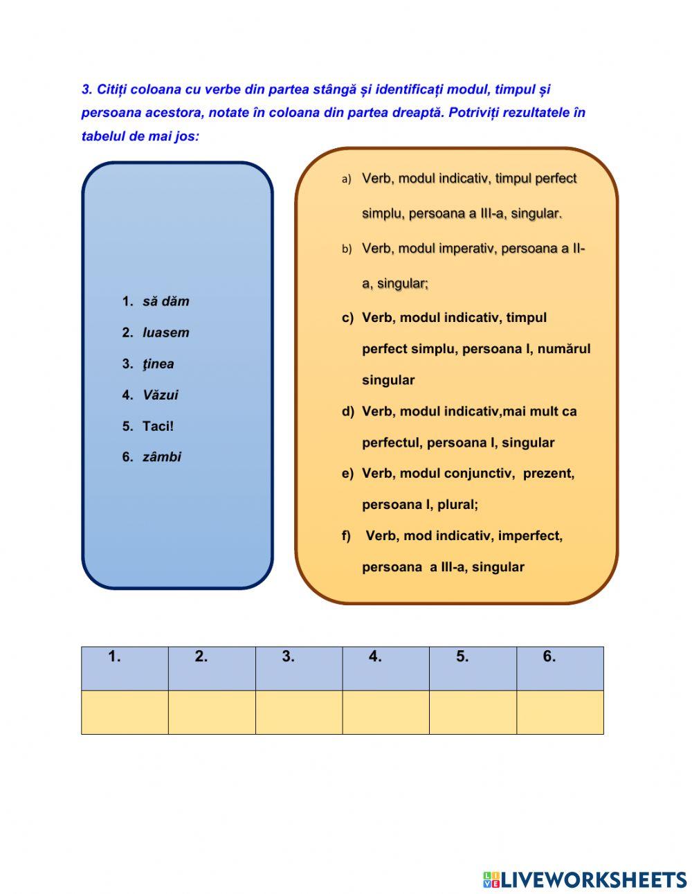 Fișă de lucru pentru dezvoltarea competențelor de receptare a unui text, lingvistice și gramaticale ale elevilor
