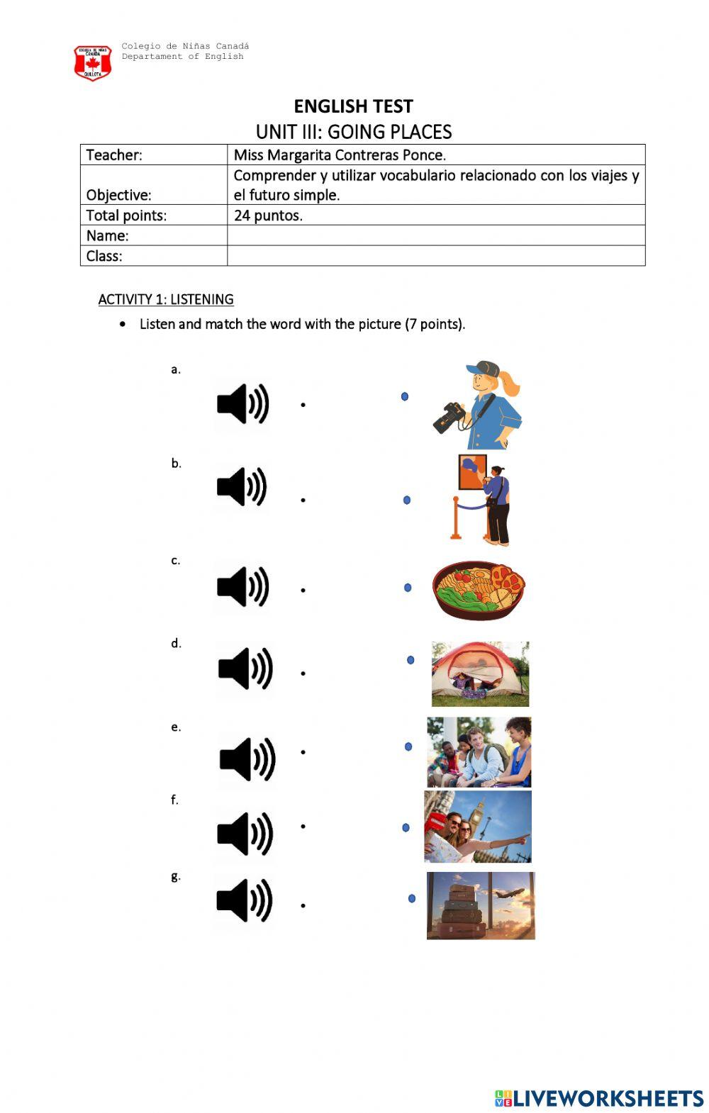 Test unit 3 8th grade