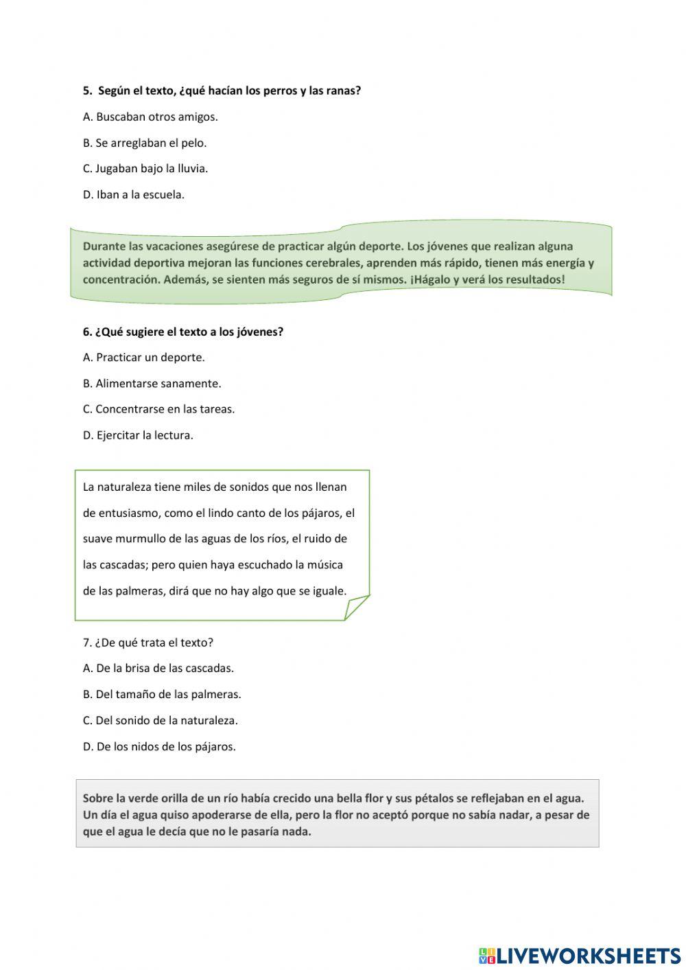 Prueba diagnóstica Español 5to