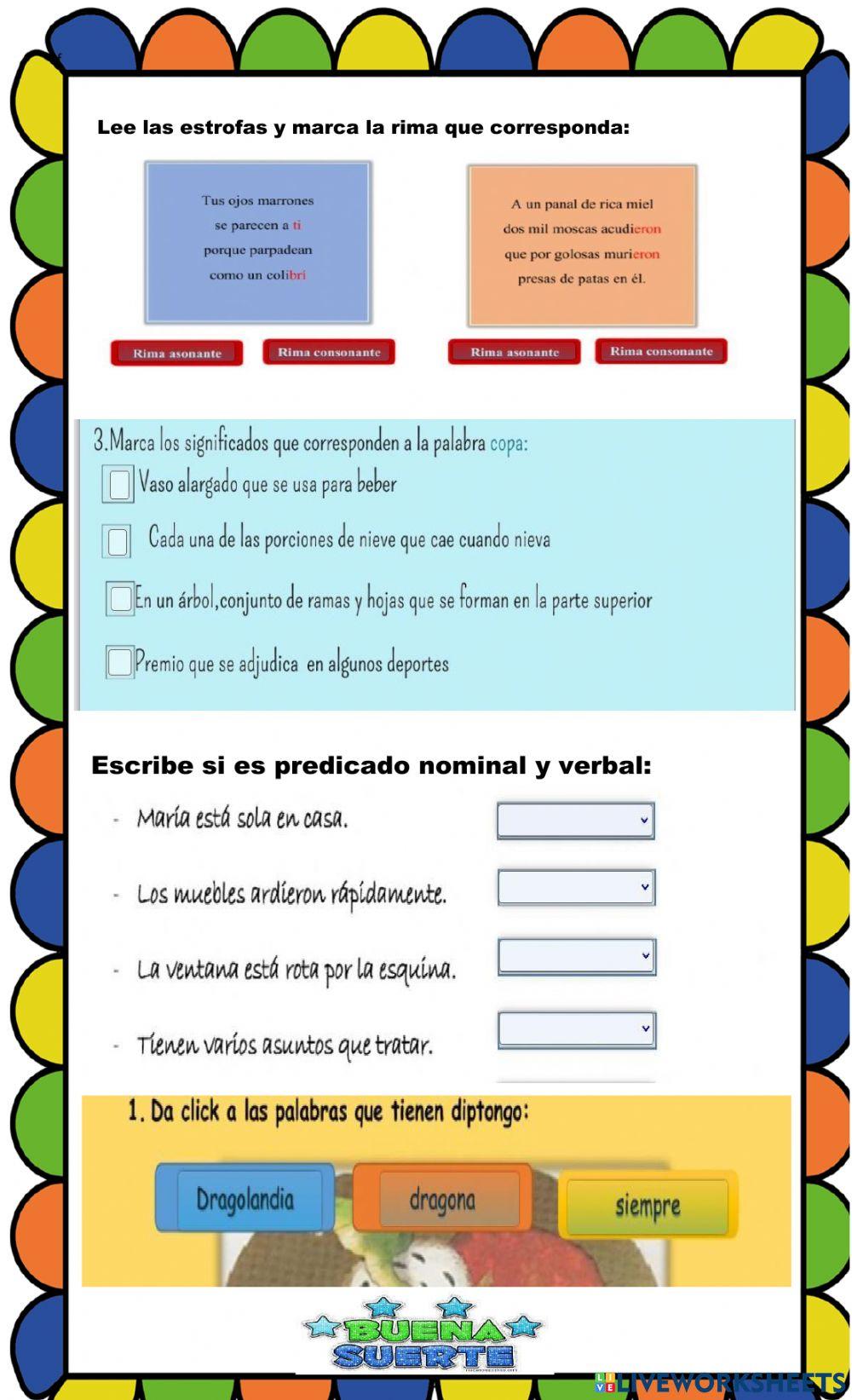 Evaluaciòn lengua quinto