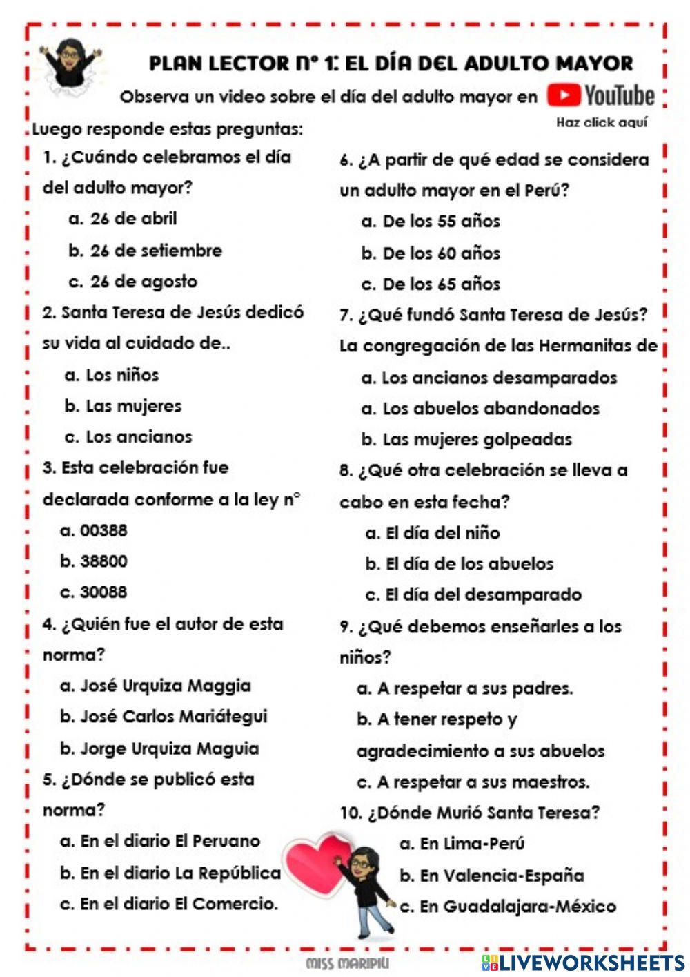 Plan lector: Día del  Adulto mayor