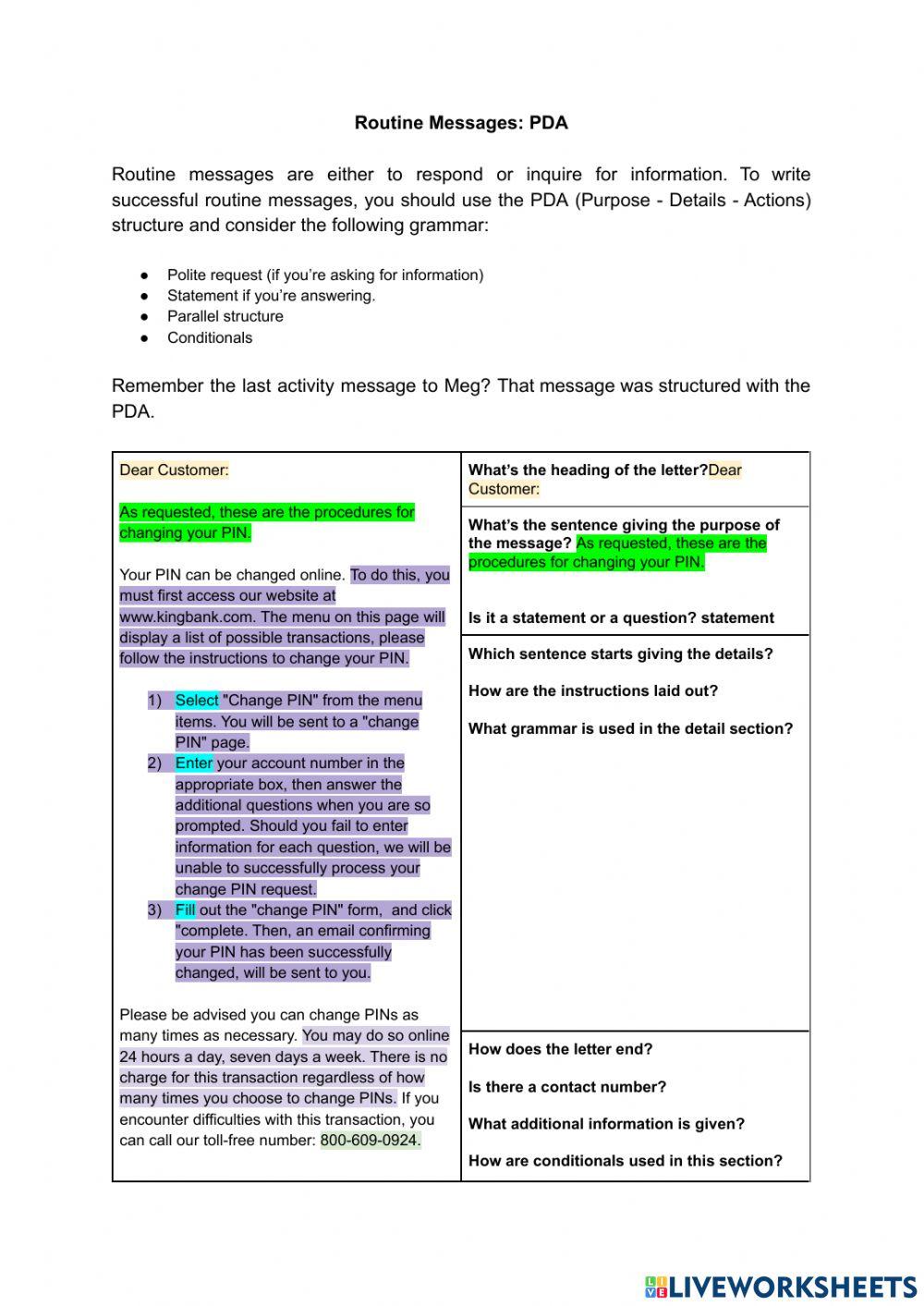 Routine Message… | Free Interactive Worksheets | 3742978