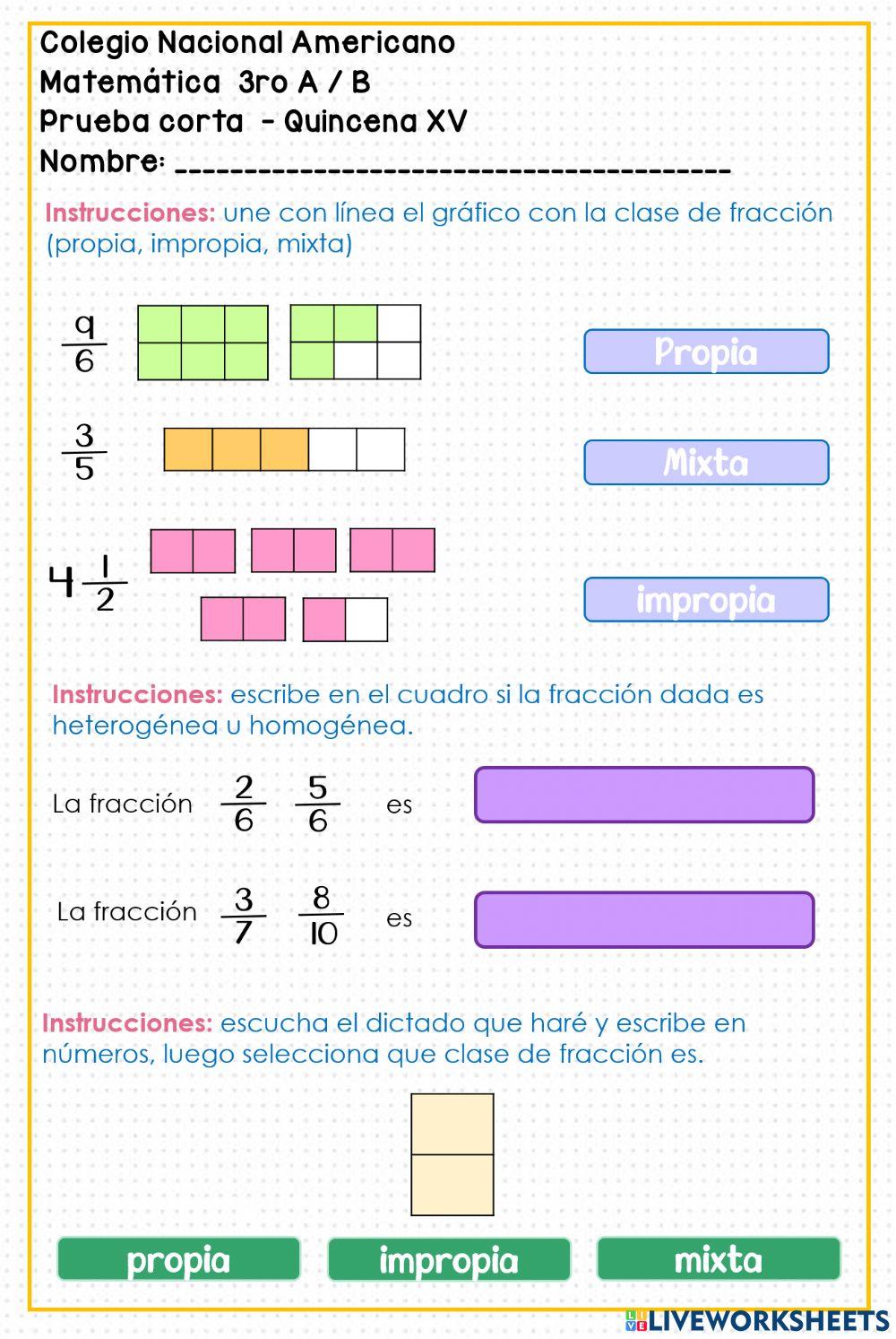 Q. XV - Prueba corta matemática