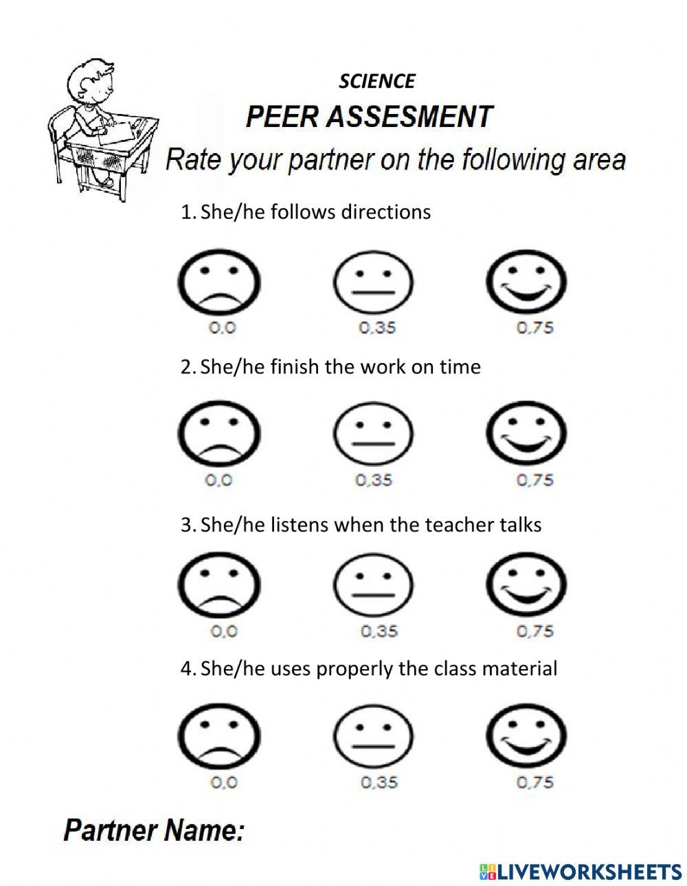 Peer and Self Assesment SCIENCE