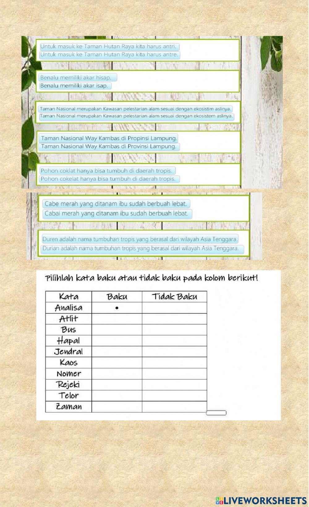 Lkpd worksheet bi kata baku dan tidak baku tema 2
