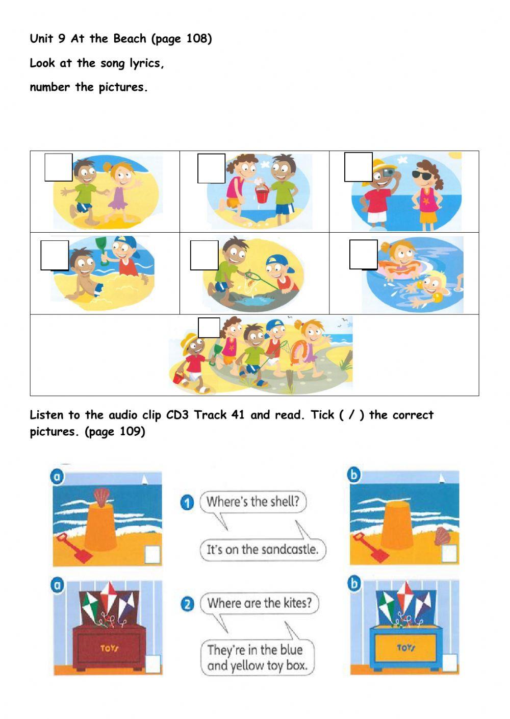 Unit 9 At the Beach Listening (pg 108 - 109)