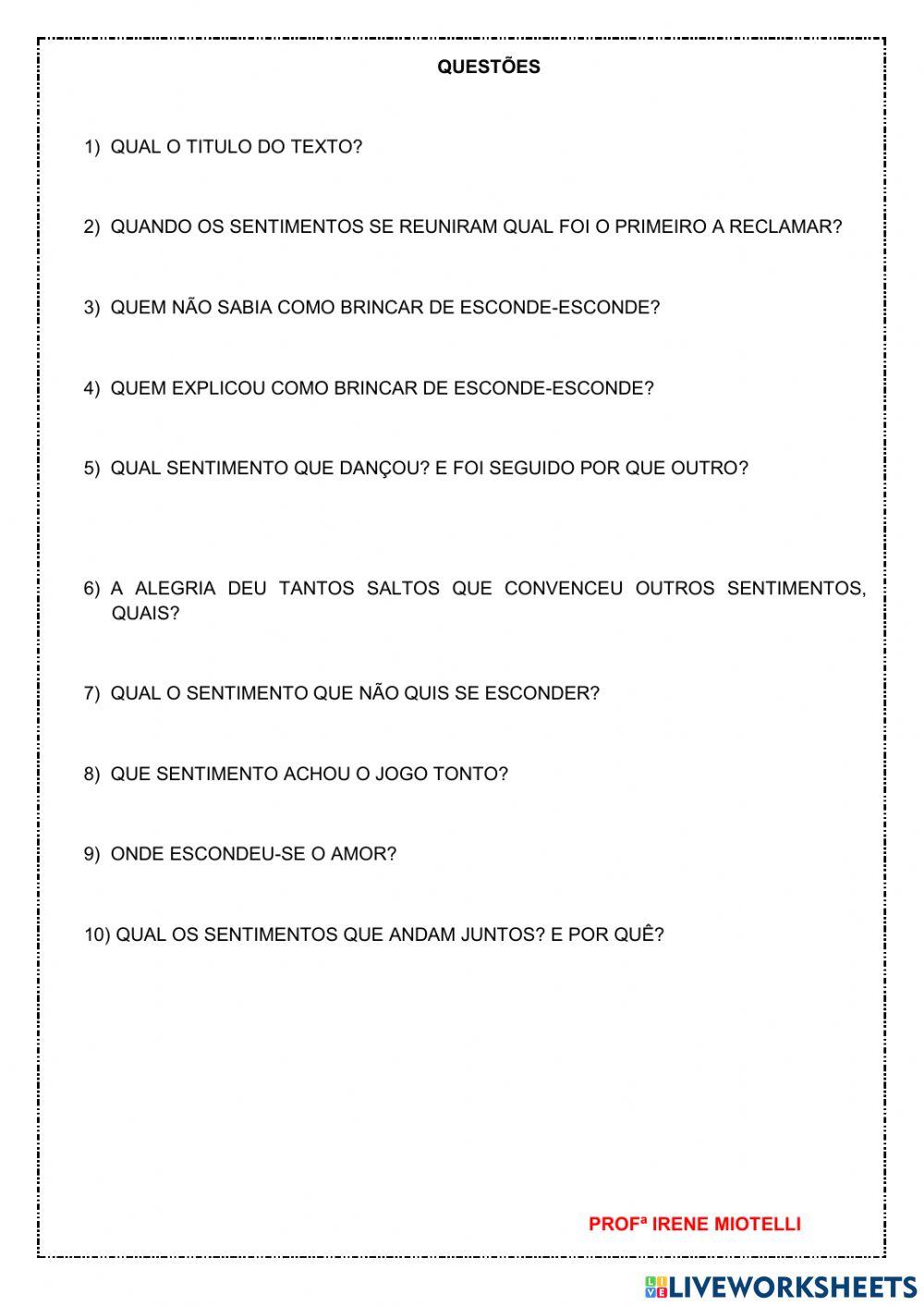 Sentimentos e emoções