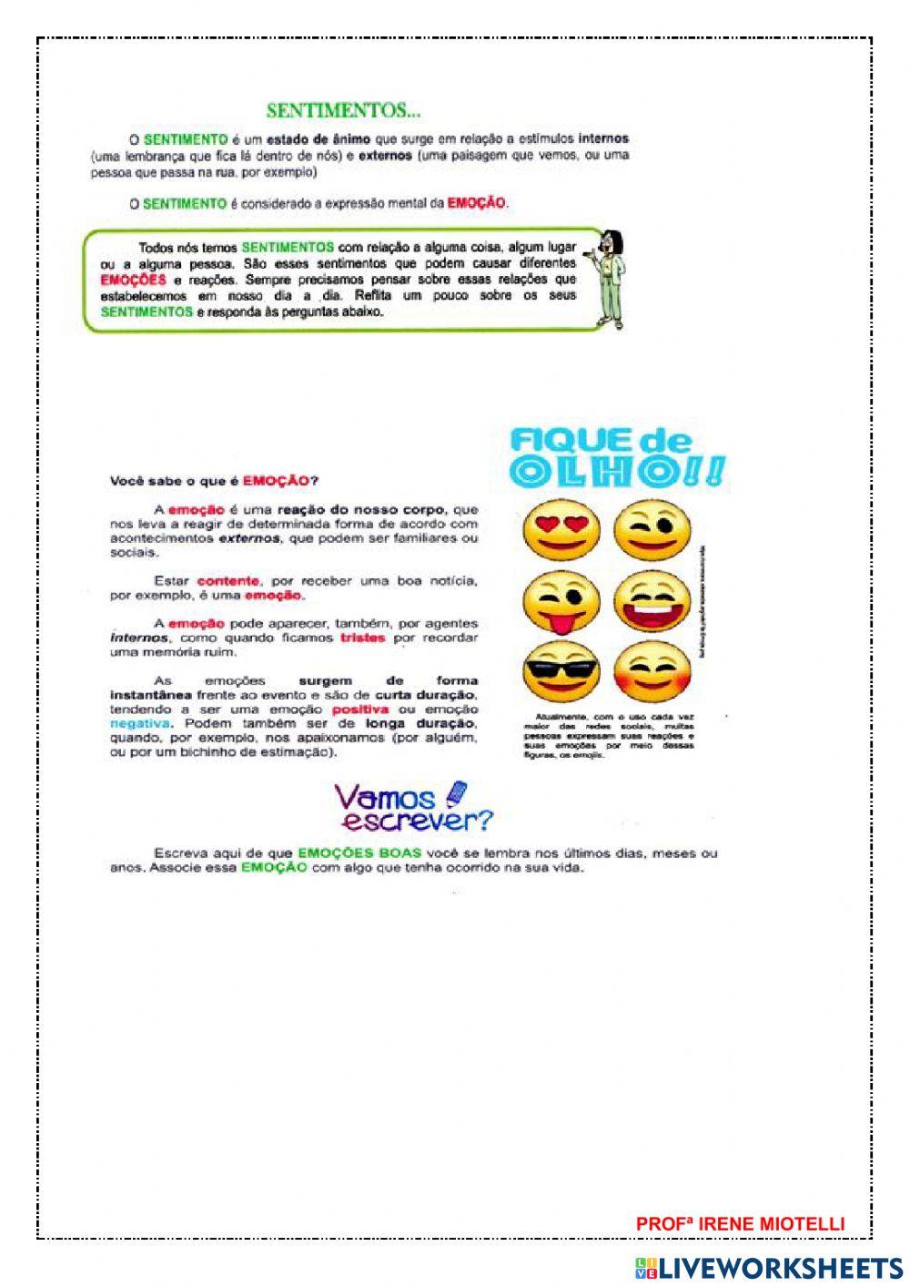 Sentimentos e emoções