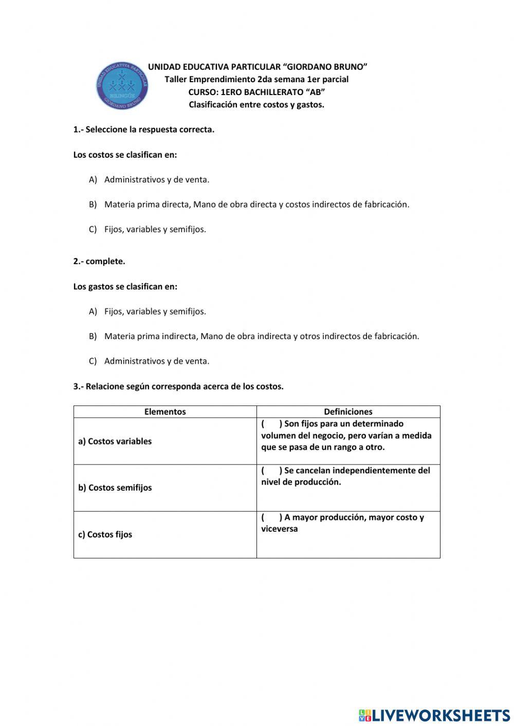 Taller segunda semana primer parcial