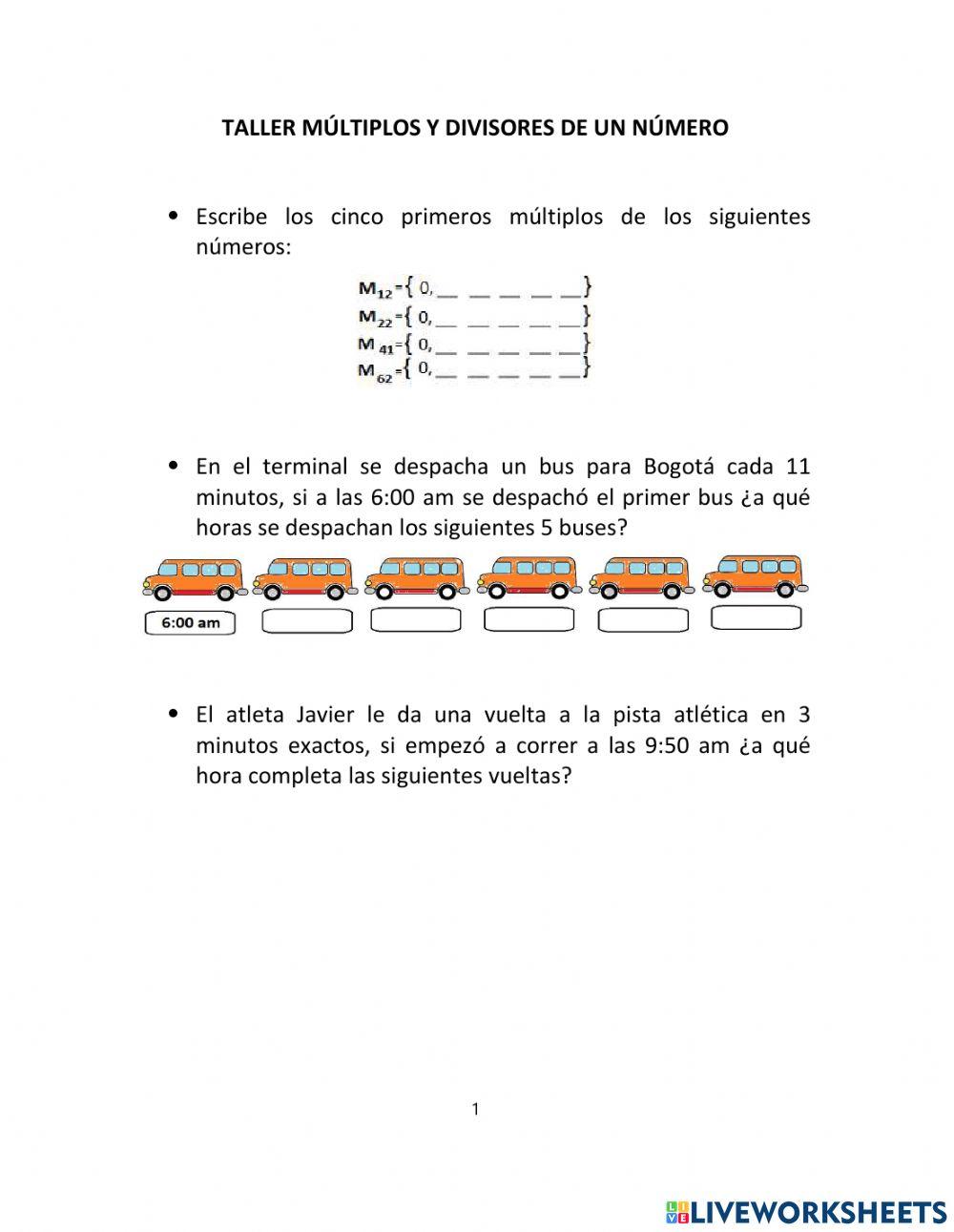 Taller múltiplos y divisores de un número