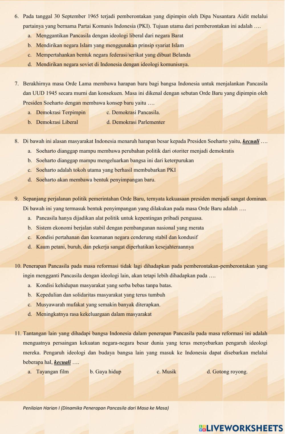 Ulangan harian 1 bab 1 ppkn