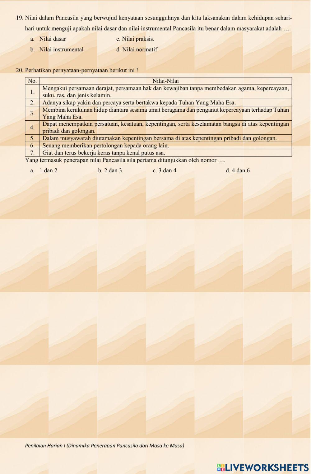 Ulangan harian 1 bab 1 ppkn