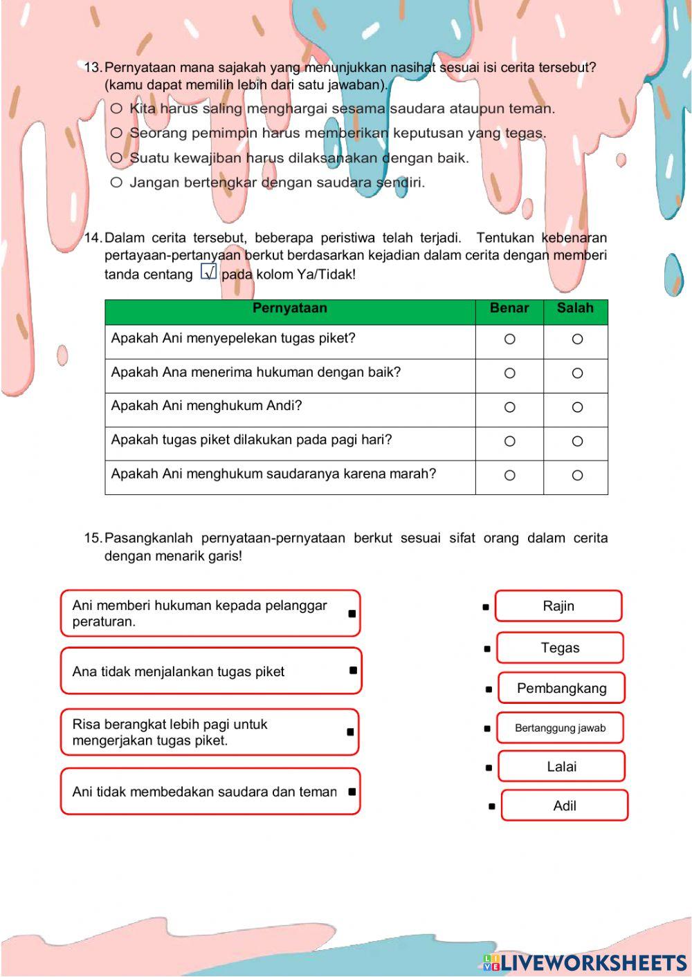 Penilaian tema 1 bahasa indonesia