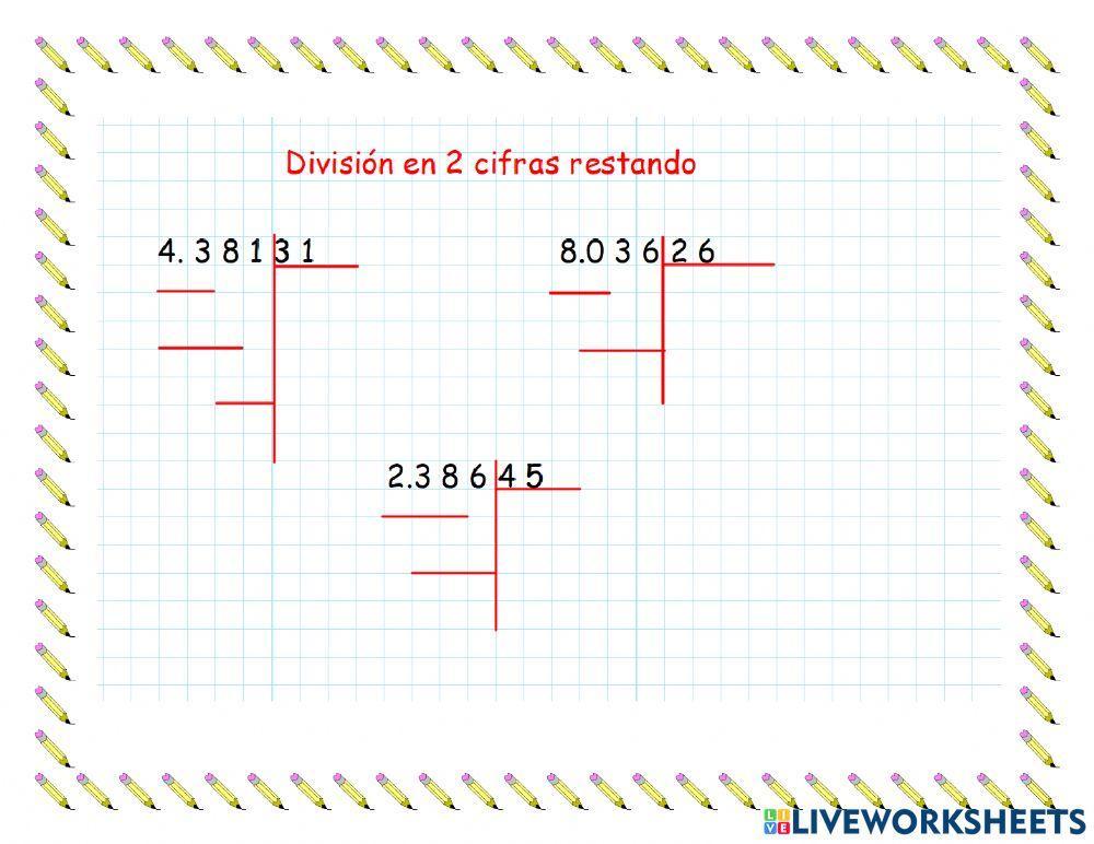 División 2 cifras restando