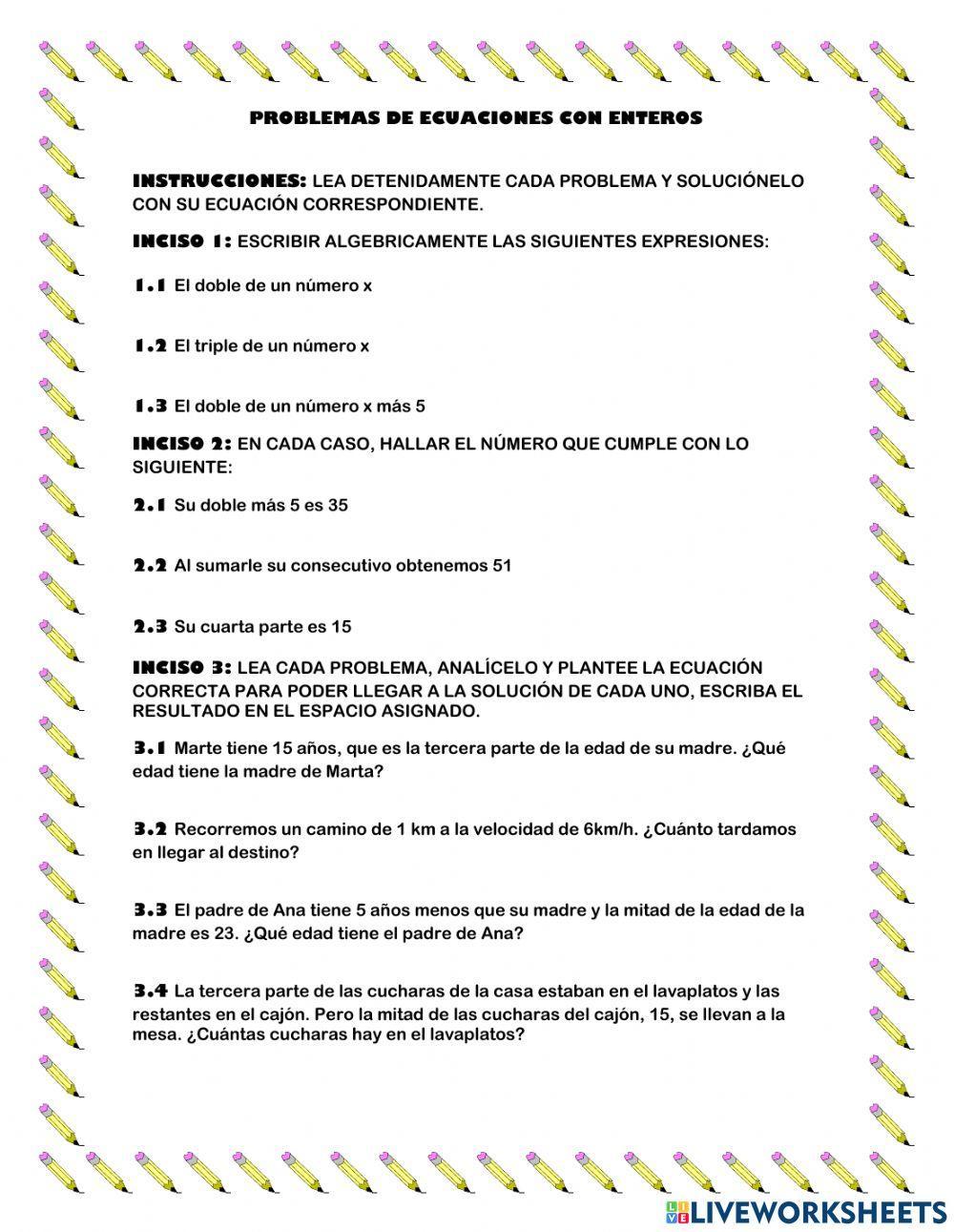 Problemas de ecuaciones de primer grado