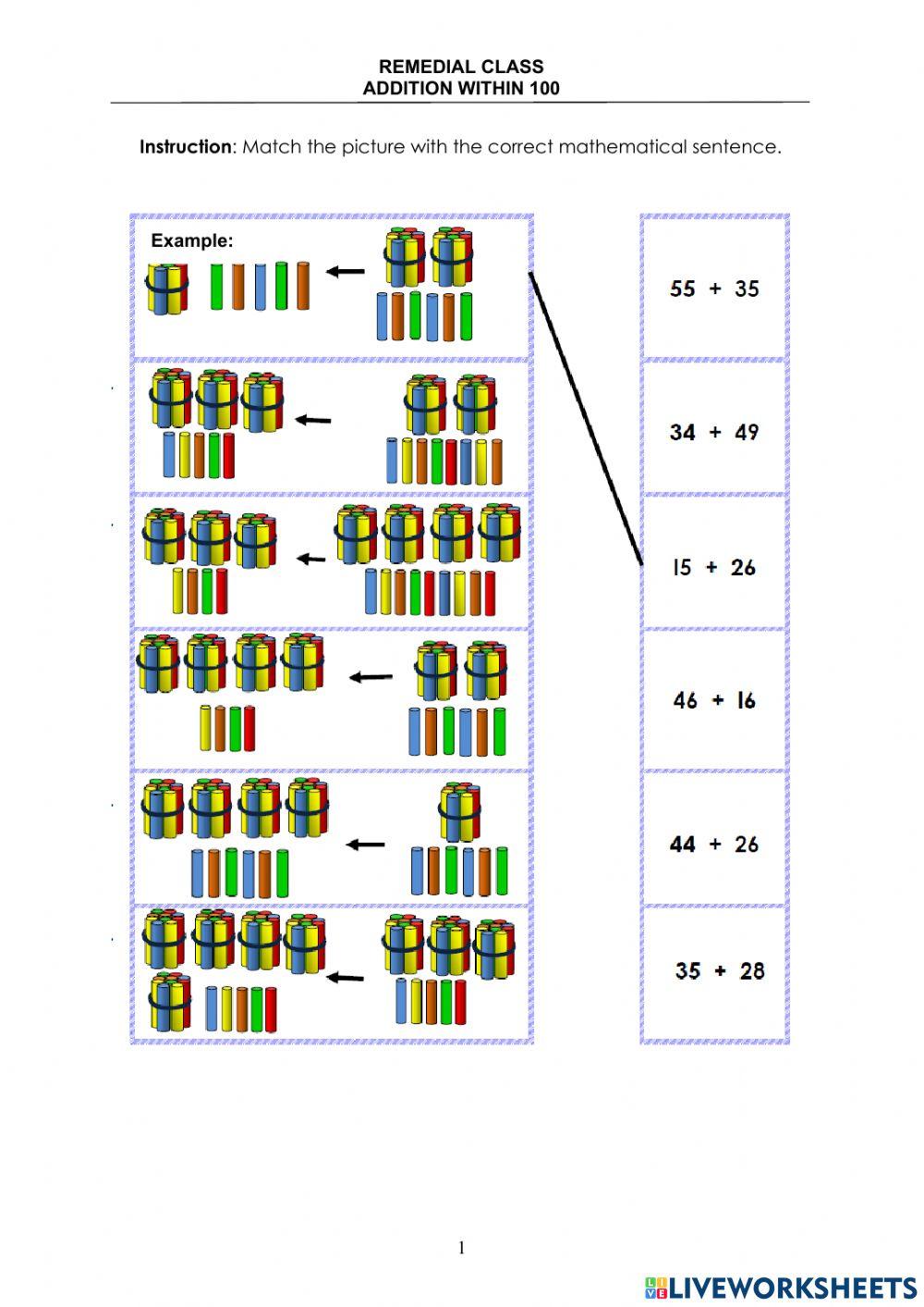 Addition within 10 online activity for Remedial Class | Live Worksheets
