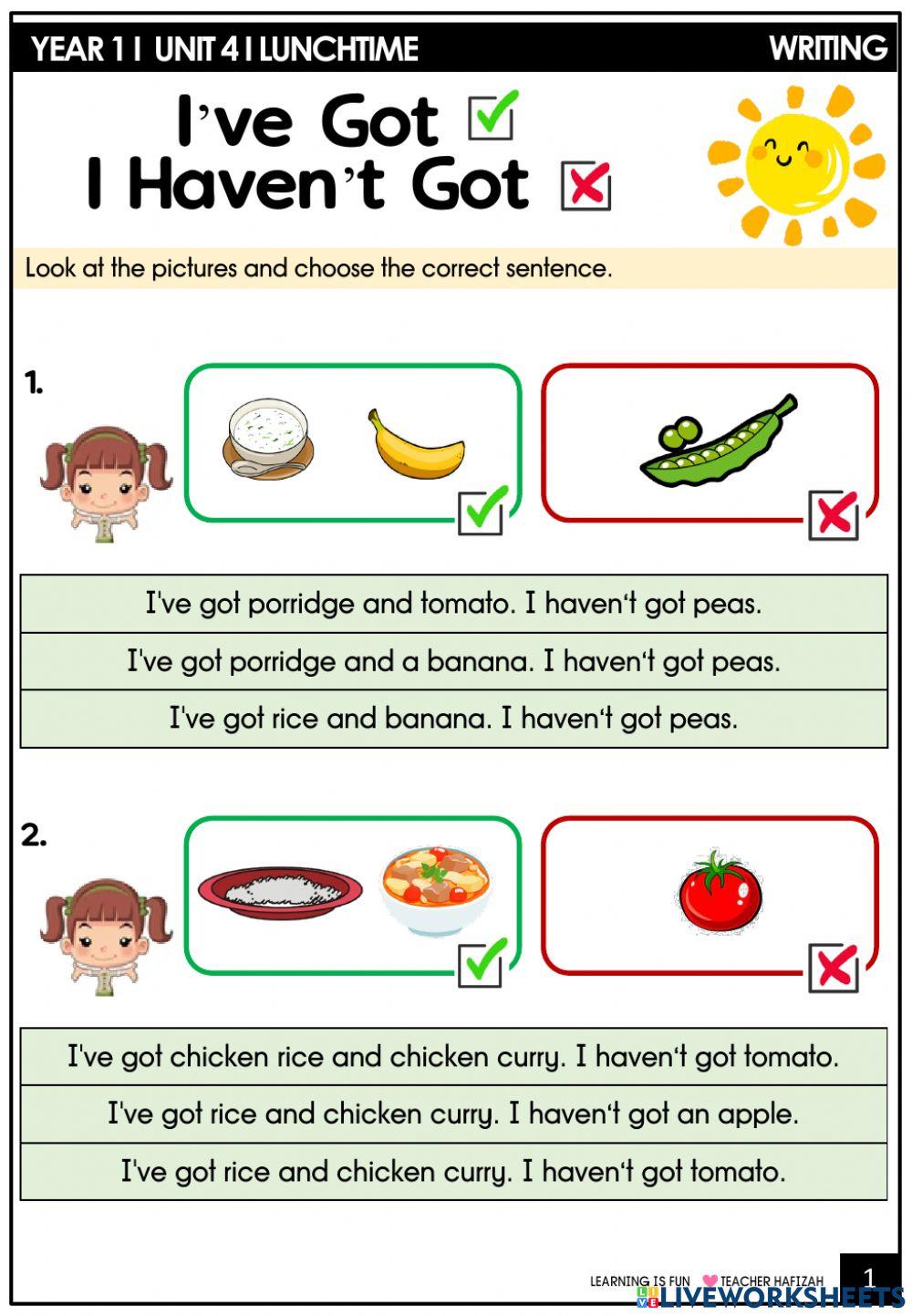 Year 1-lunch time - writing