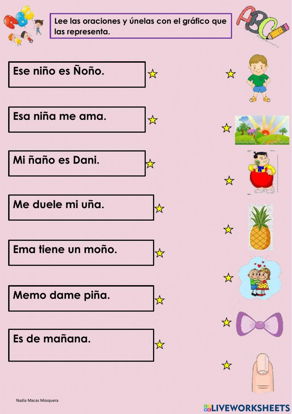 Lectura de oraciones.