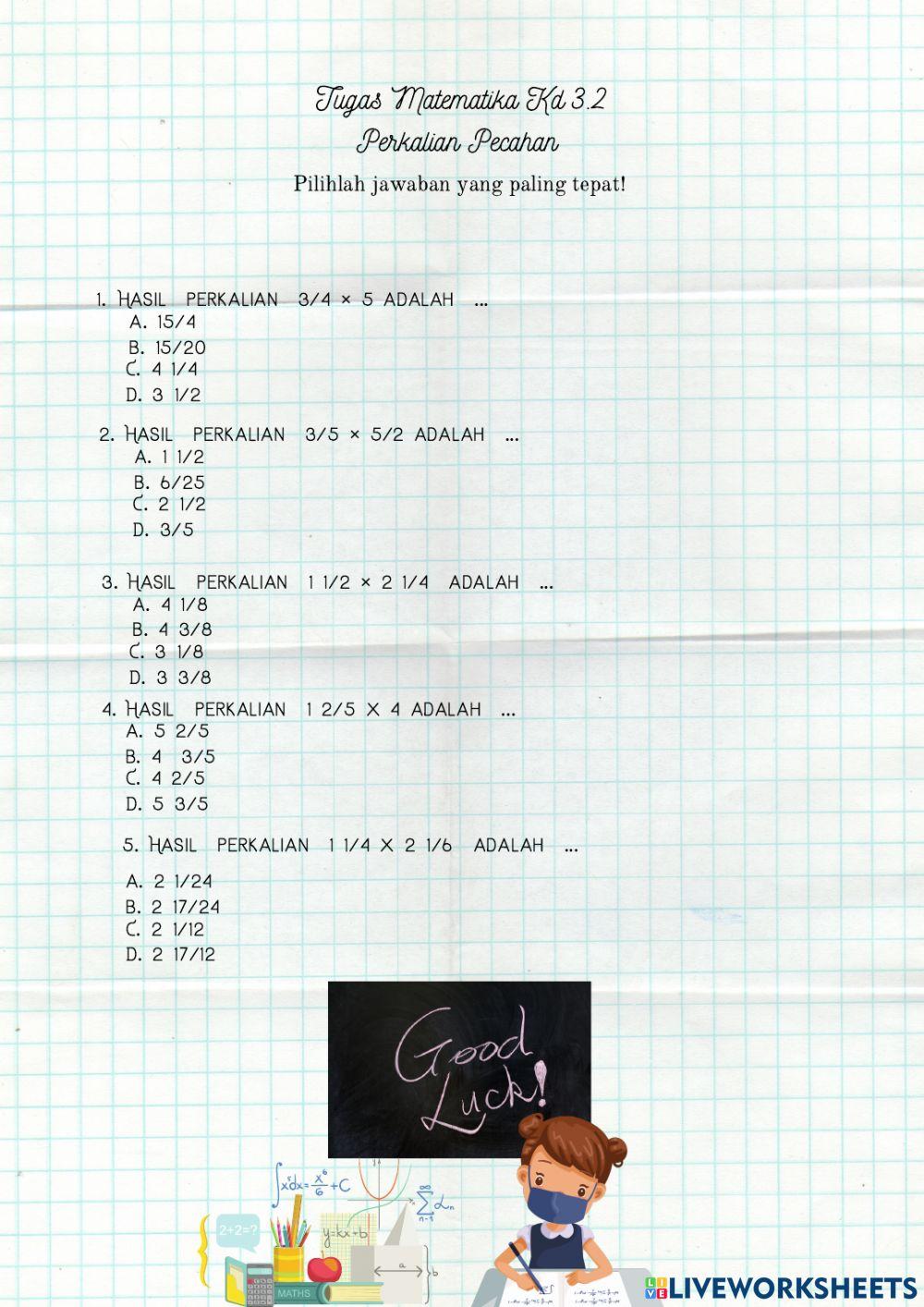 Latihan soal matematika kd 3.2
