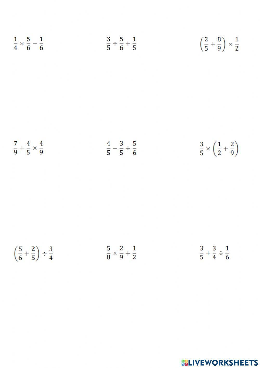 Order of Operations with Fractions