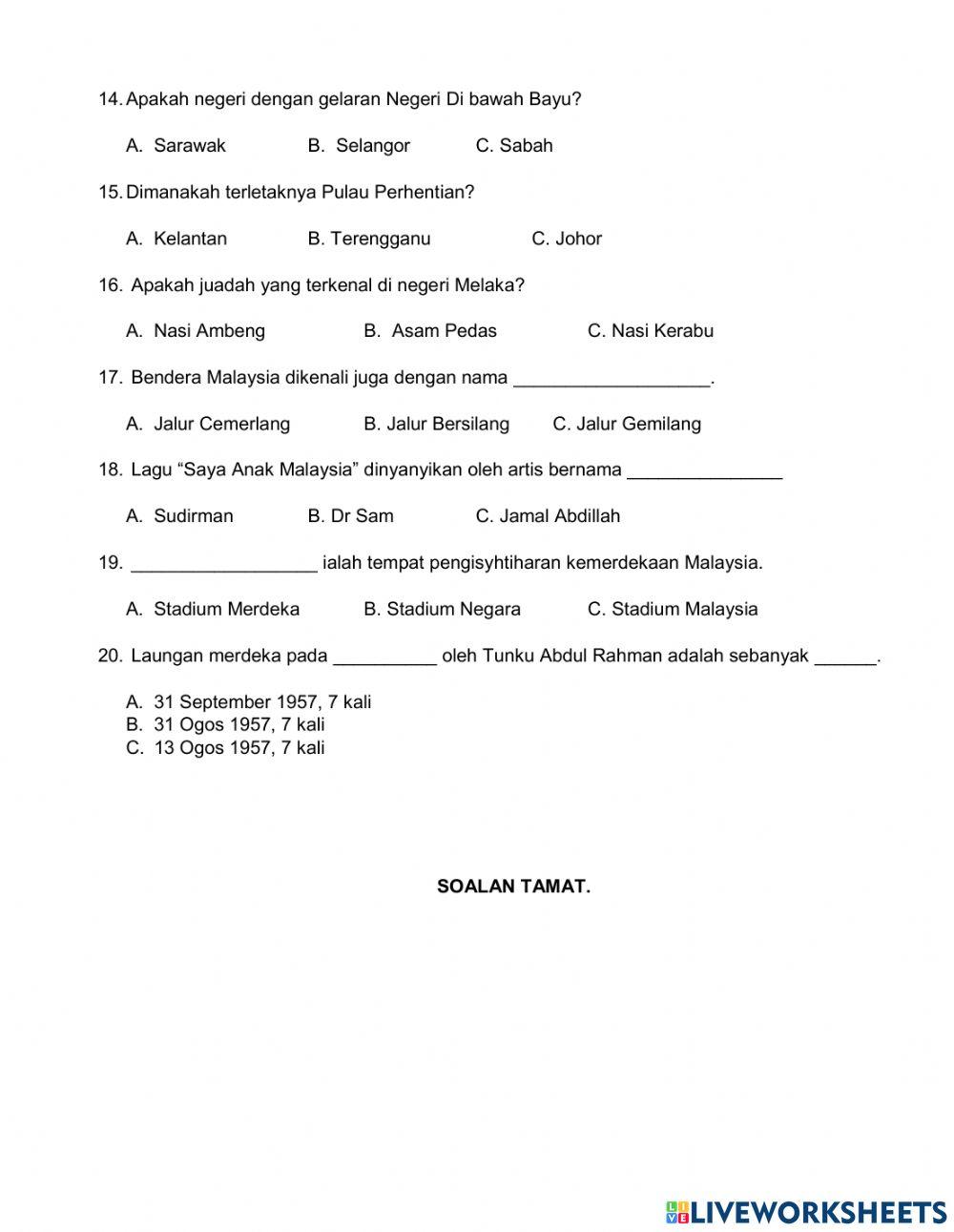 Kuiz kemerdekaan tahap 2