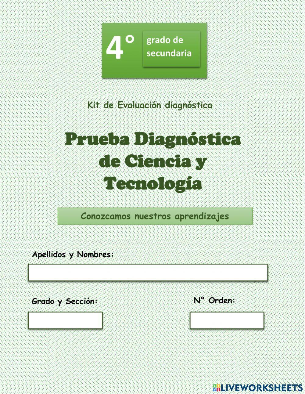 Evaluación diagnóstica 4to de de secundaria