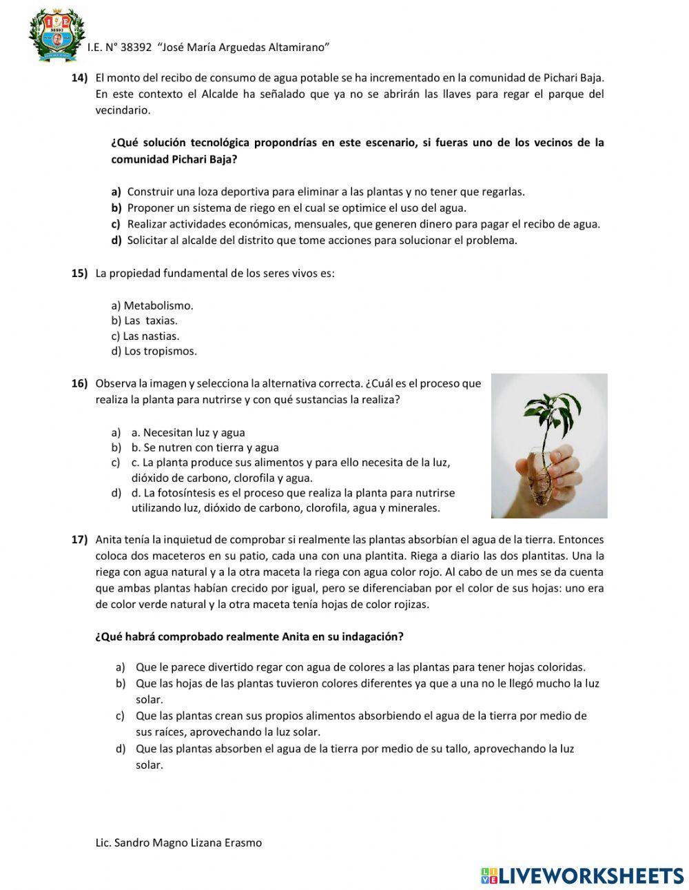 Evaluación diagnóstica 4to de de secundaria