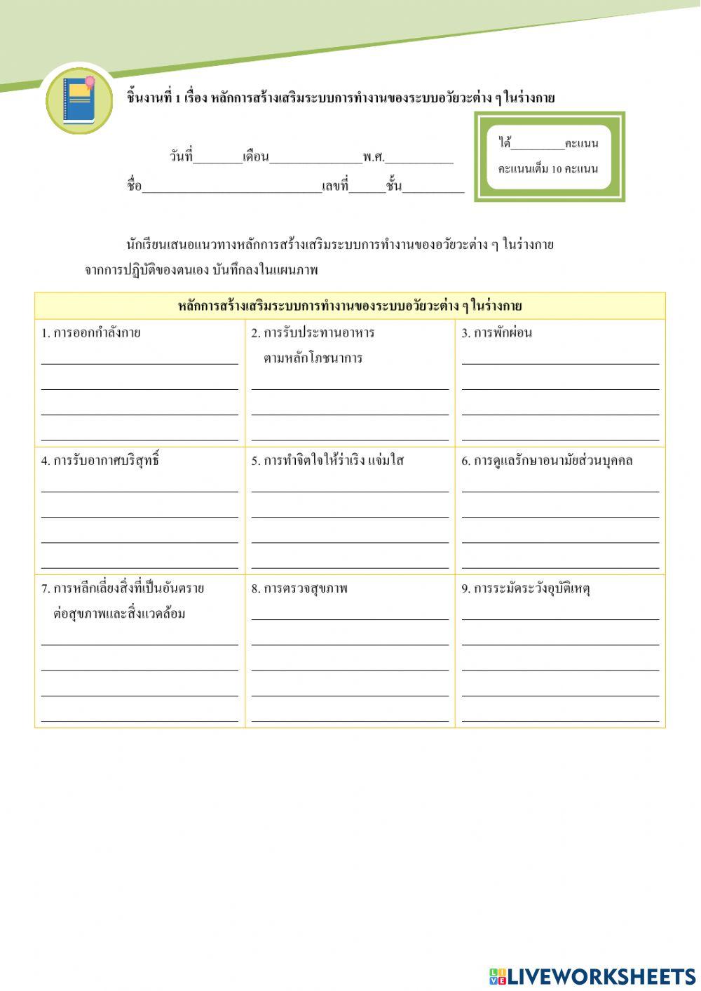 ใบงานที่ 1 สุขศึกษา ม.4