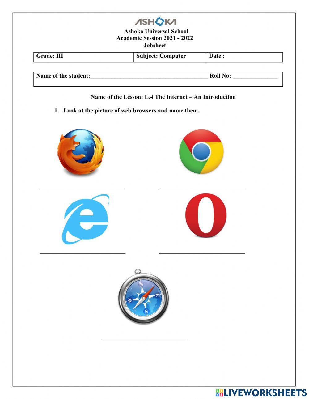 Lesson 4 the internet an introduction online exercise for live worksheets