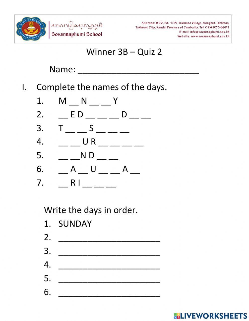 Quiz 2 3B