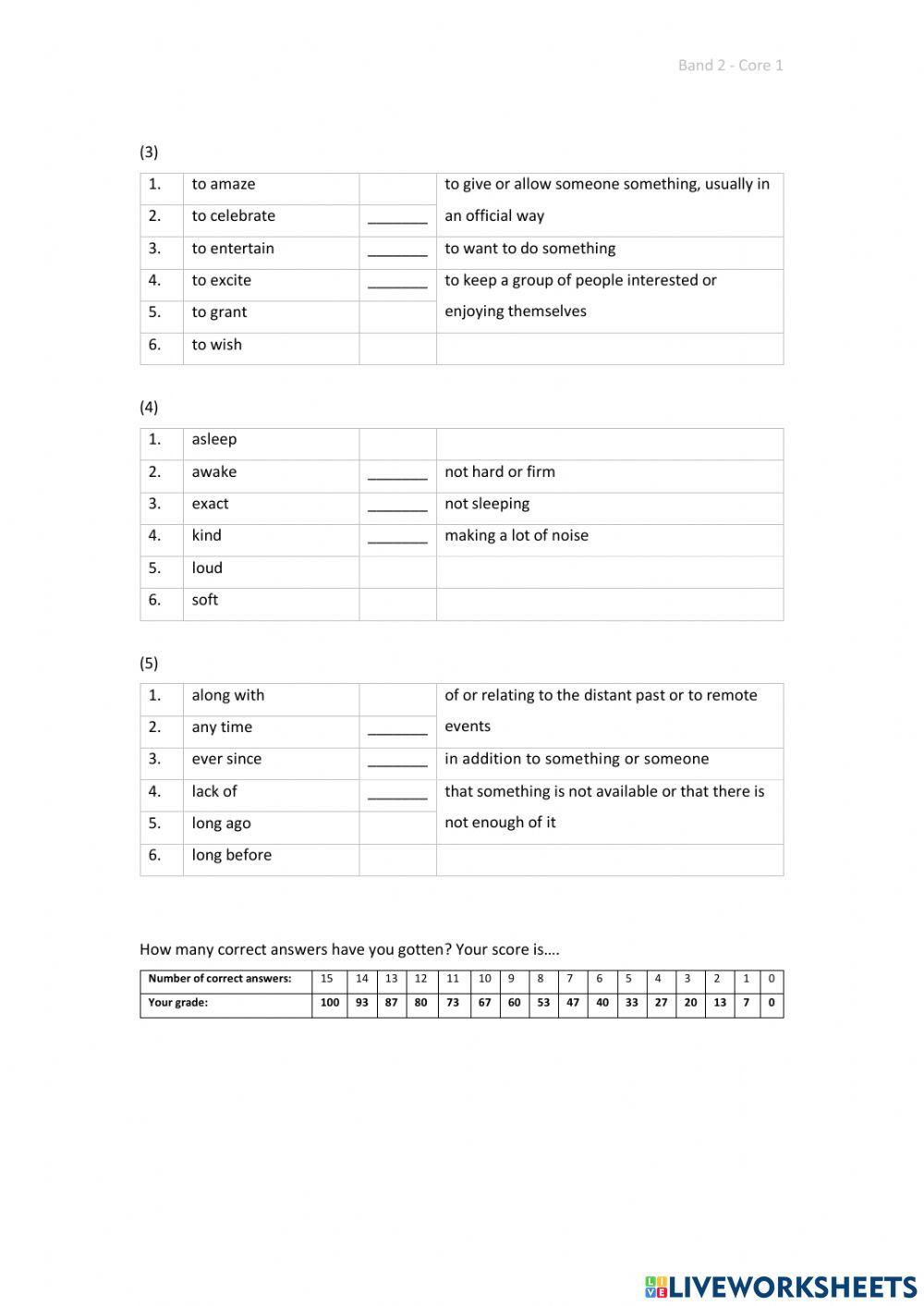 Band 2 (Core 1) - Unit 19 - Test