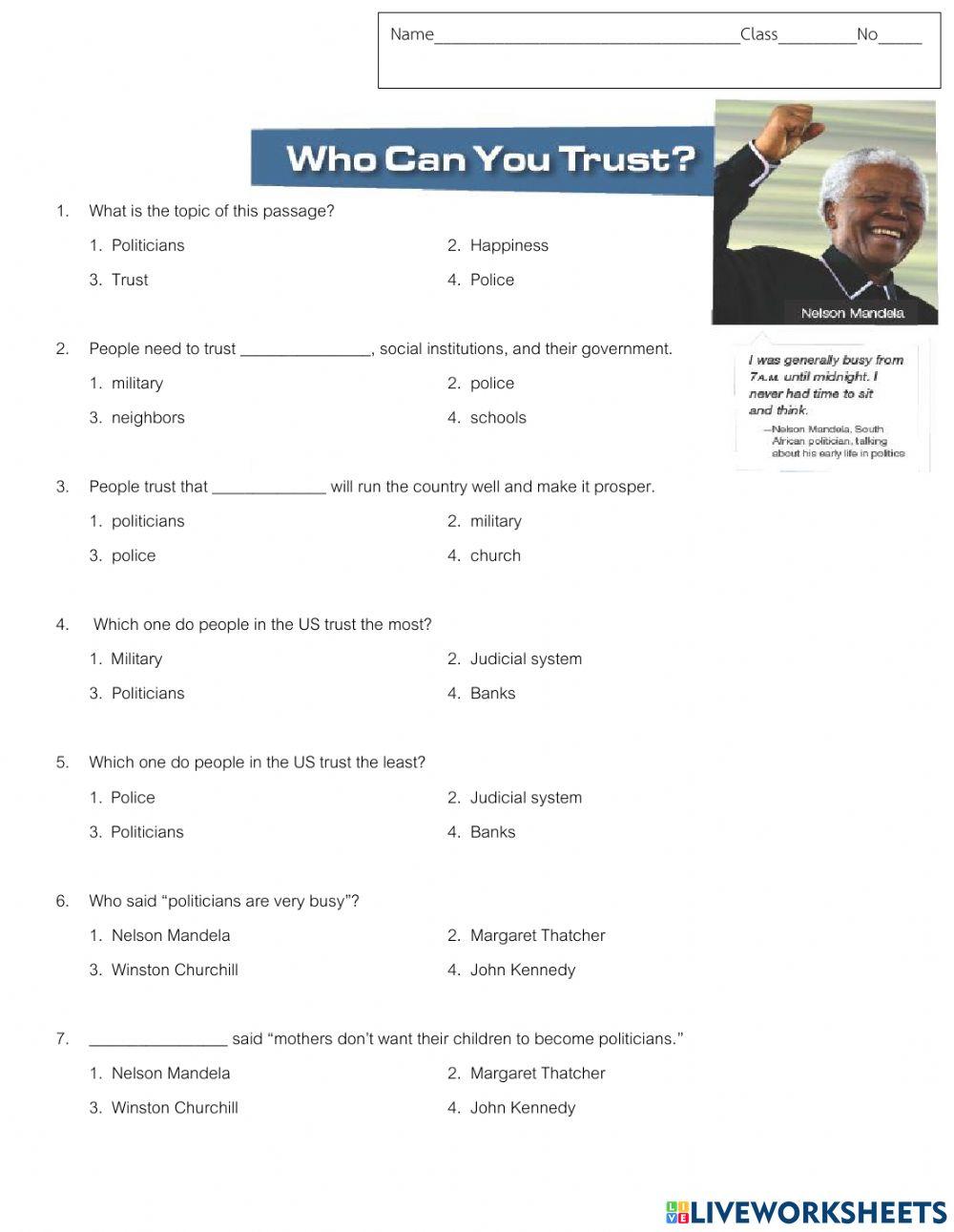 แบบทดสอบเรื่อง Who can you trust?