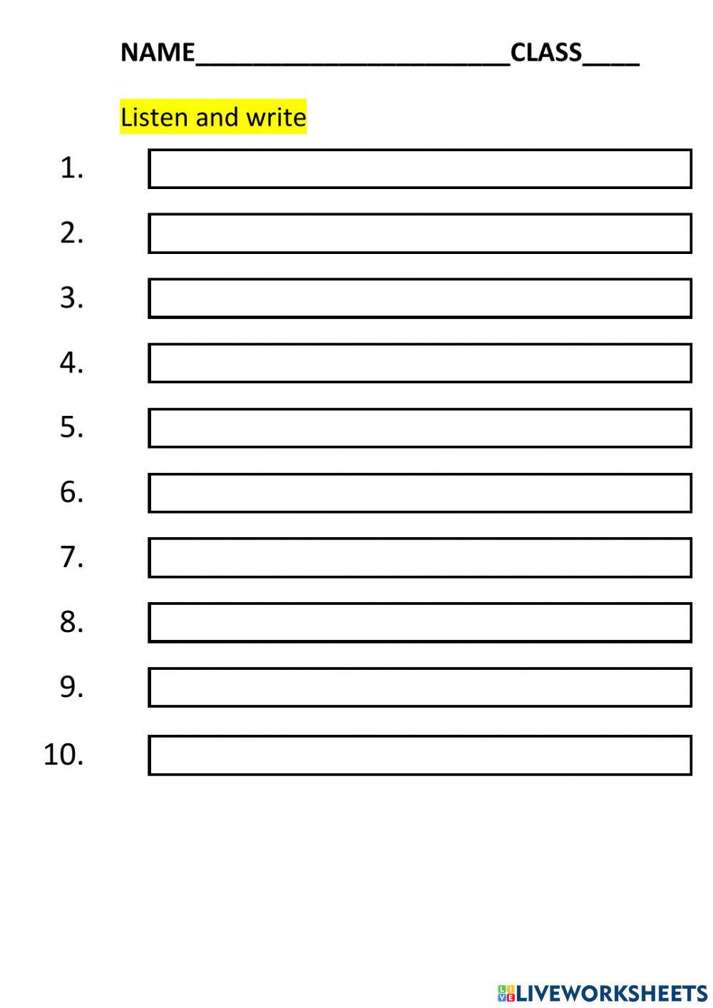 Listen and write the sentences.