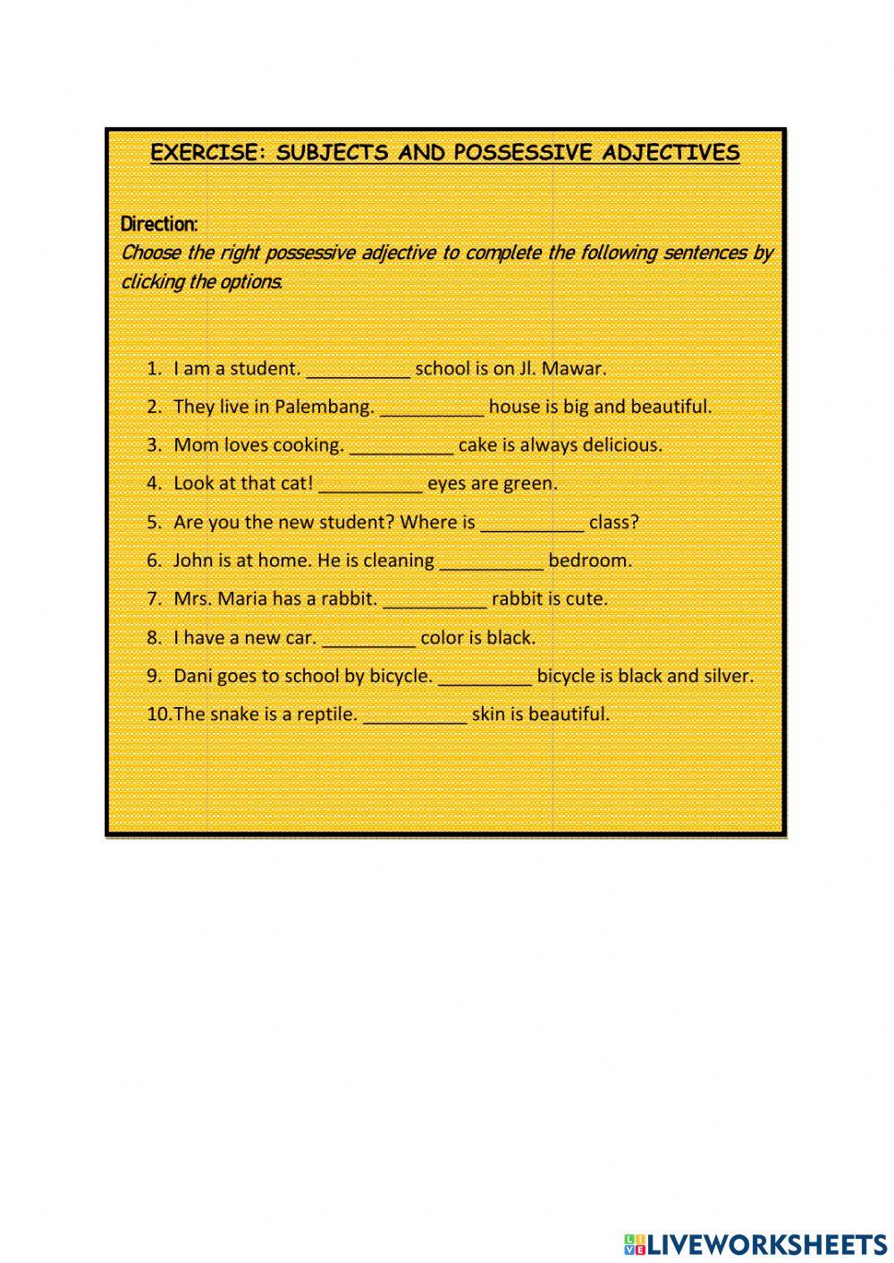 Possessive Adjectives