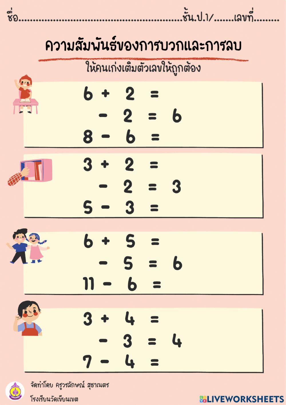 ความสัมพันธ์ของการบวกและการลบ