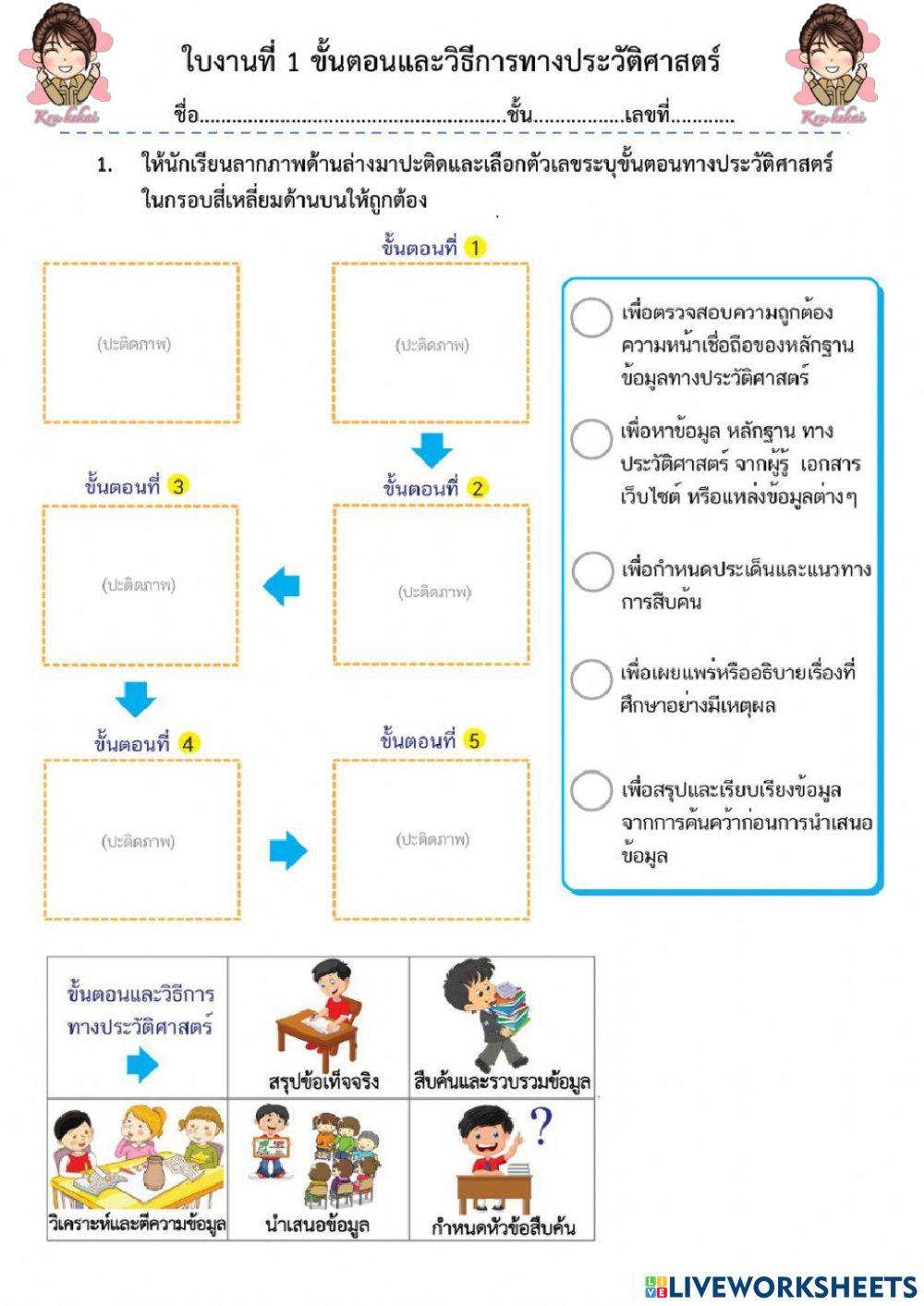 ใบงาน ขั้นตอนและวิธีการทางประวัติศาสตร์ krukekai
