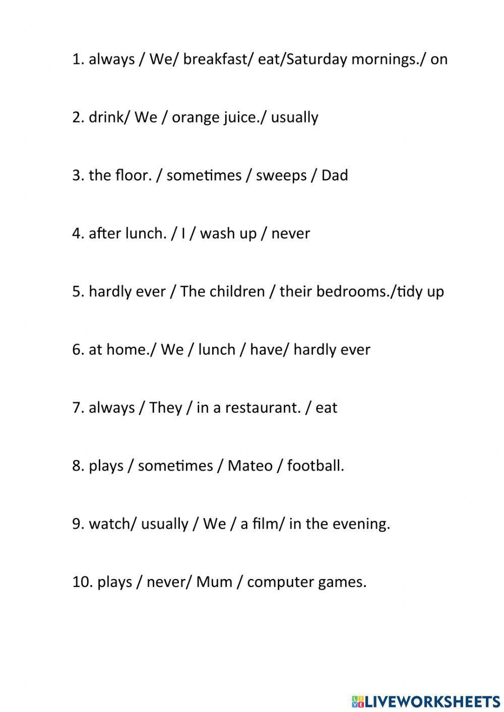 Adverbs of frequency