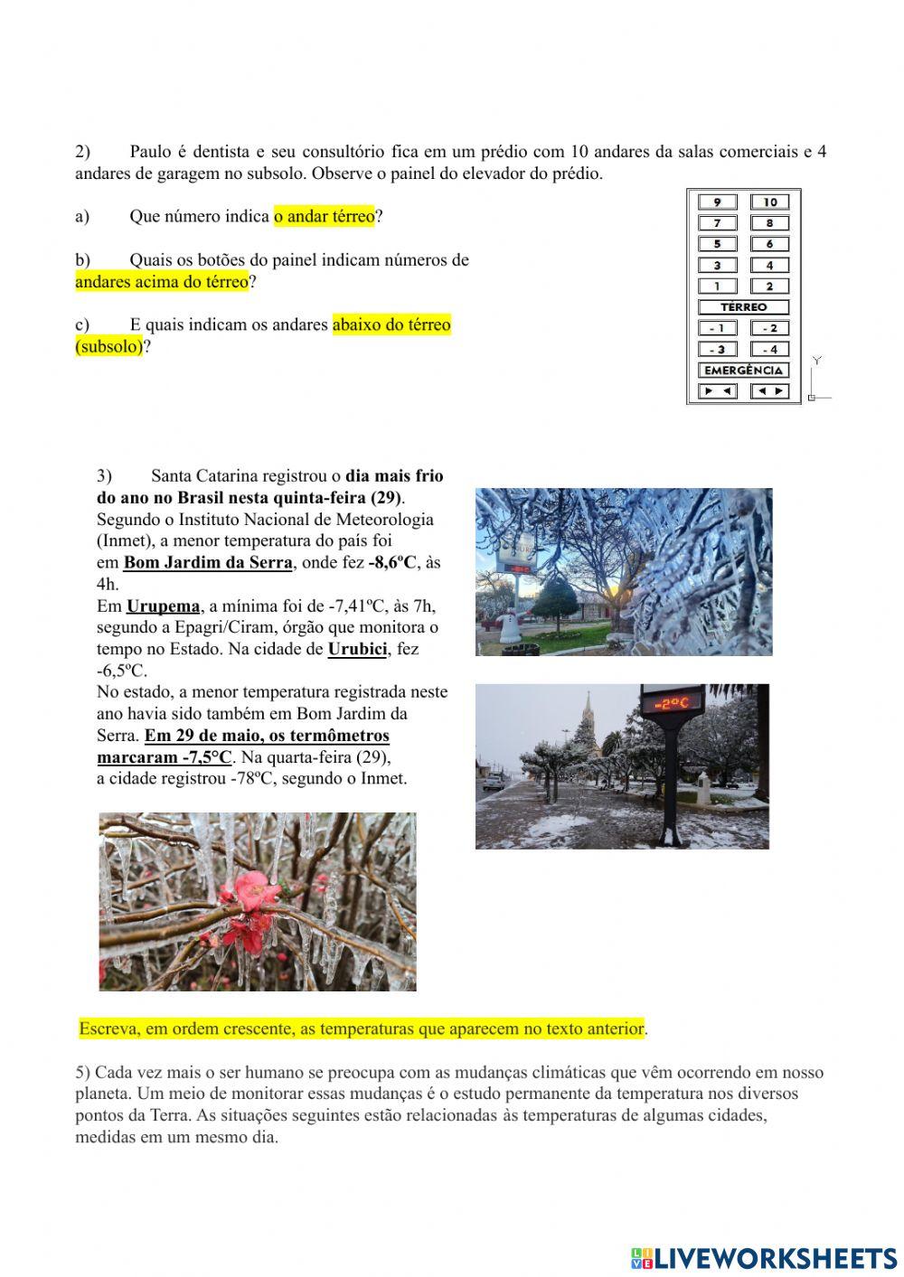 Operações e representação dos números inteiros