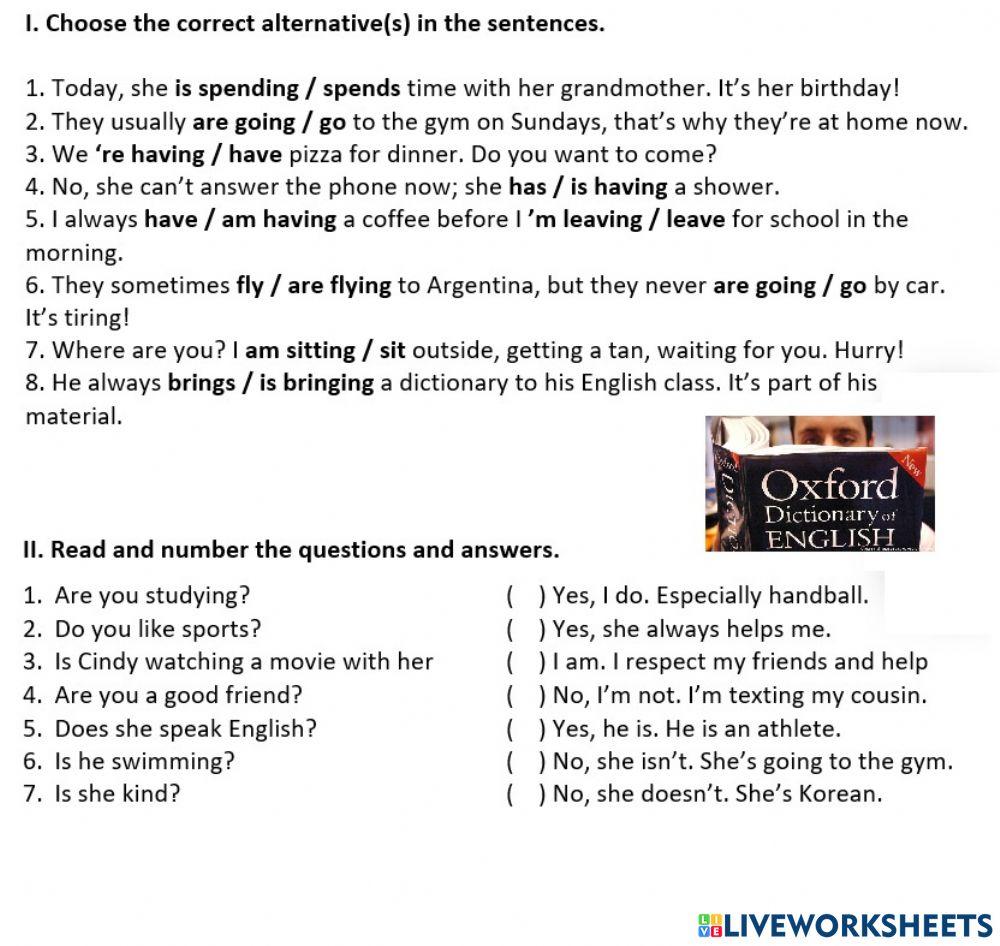 Continuous x simple present