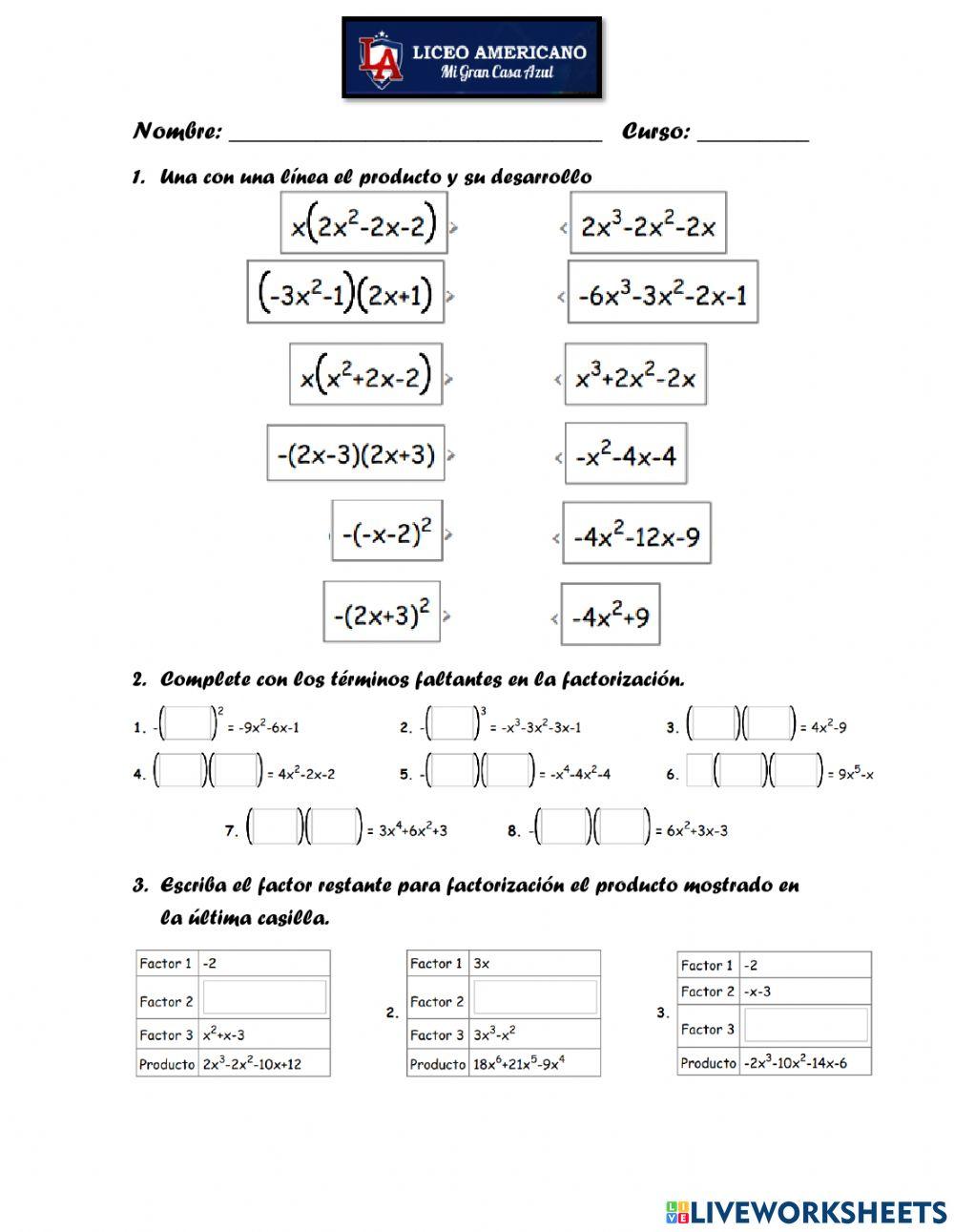 Factorización casos 1,2 y 3