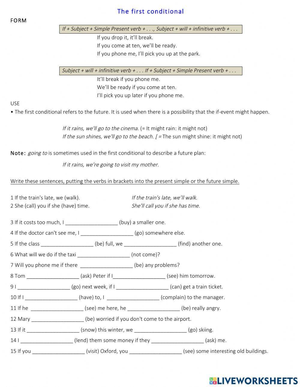 Conditional sentences type 1