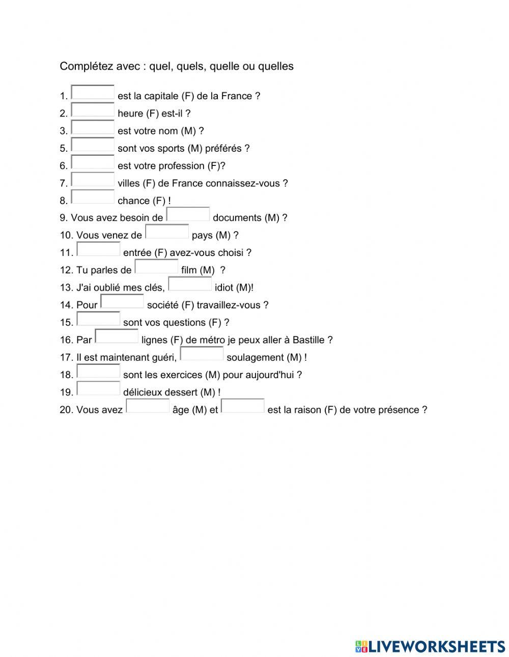 Adjectifs interrogatifs