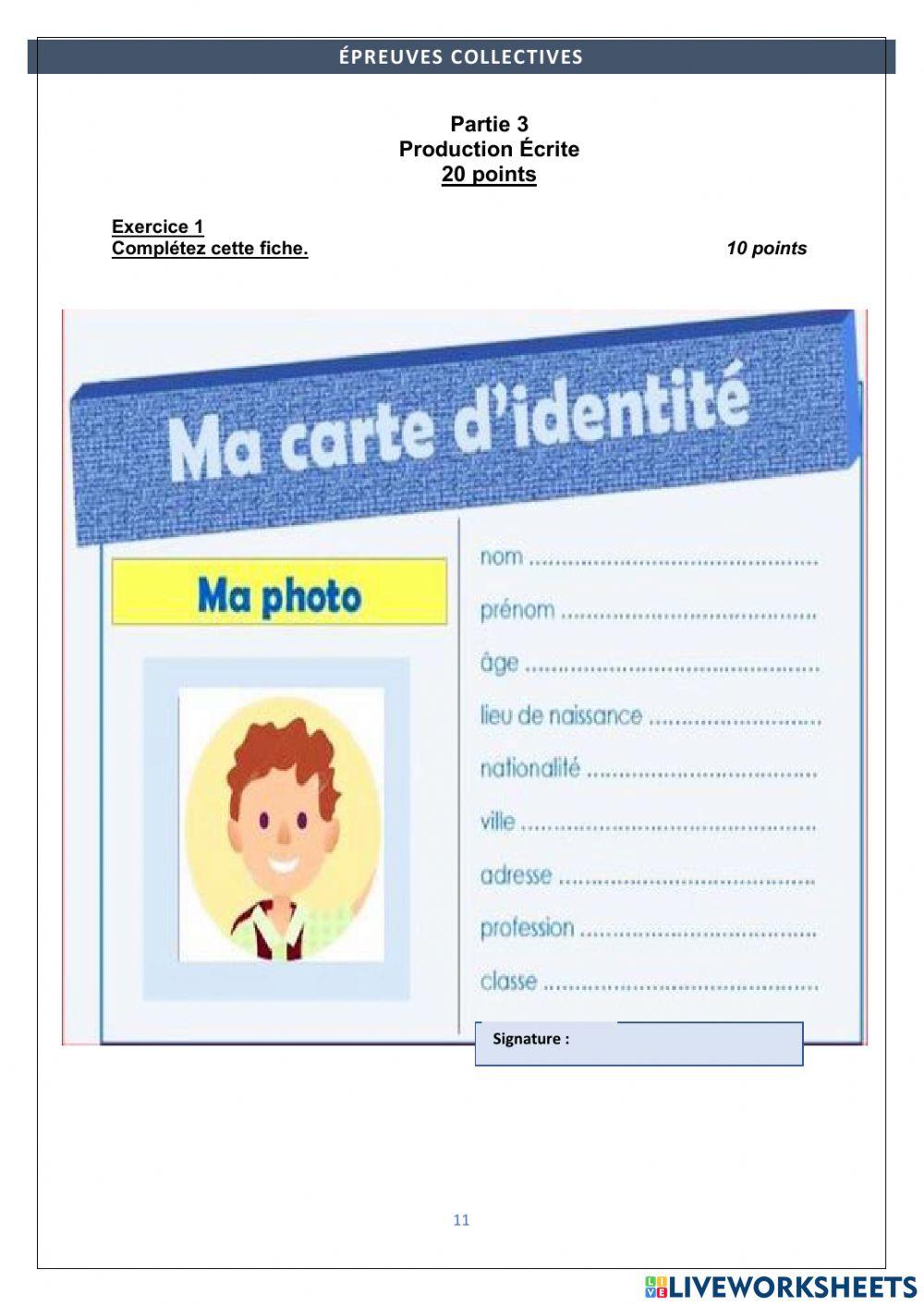 Fiche d'identité 1
