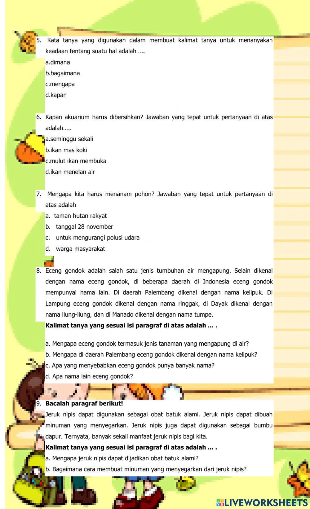 Saol Bahasa Indonesia Tema 2 sub tema 1