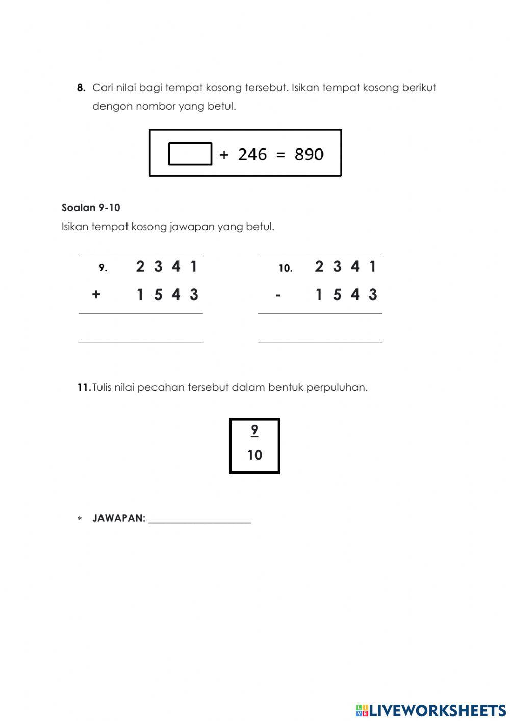 Matematik tahun 2 k2