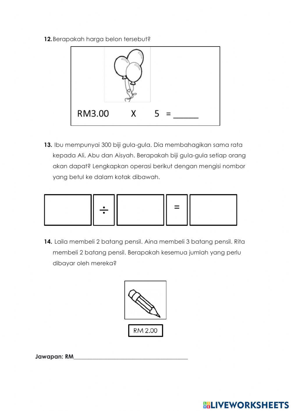 Matematik tahun 2 k2