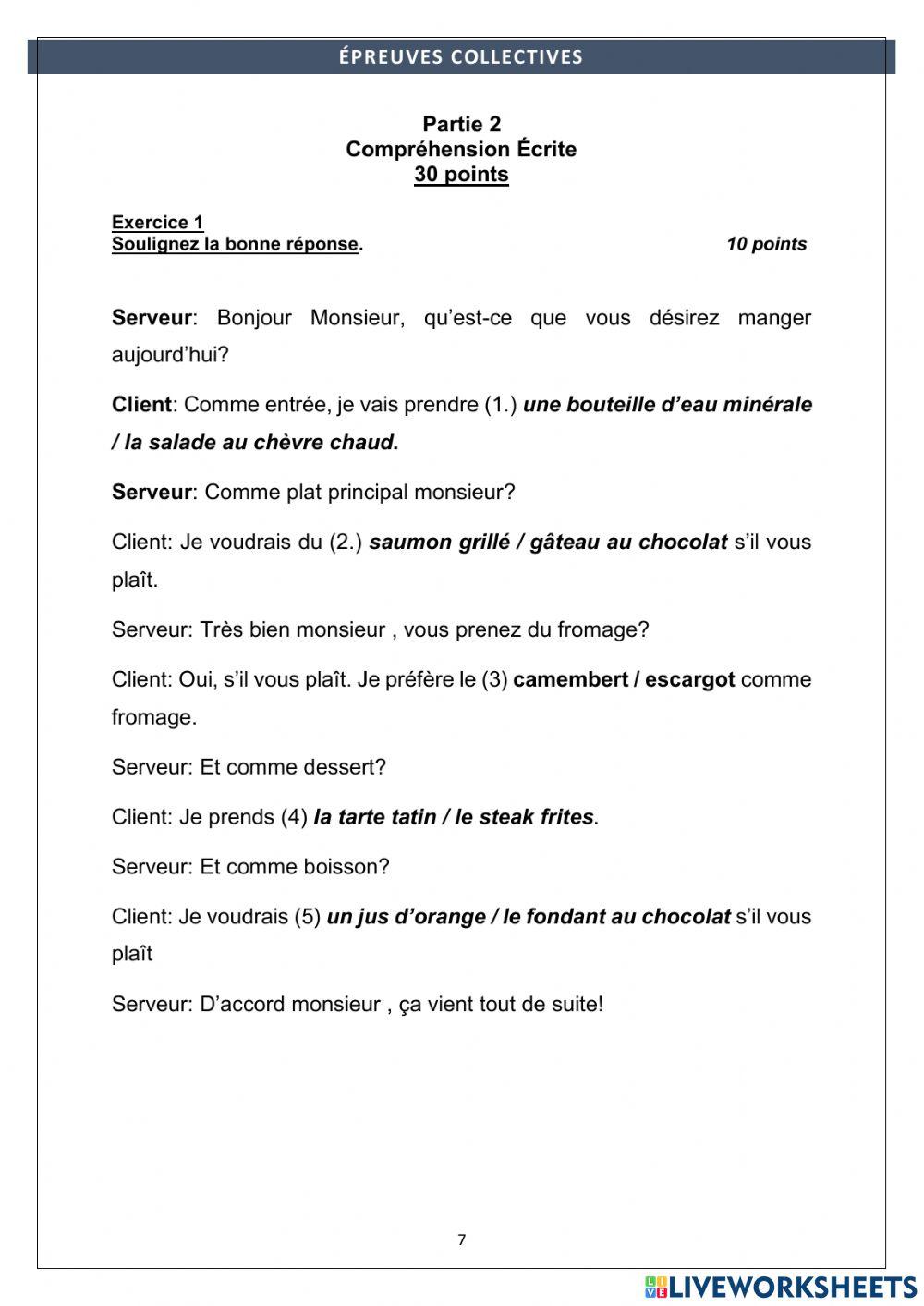 Commander au restaurant